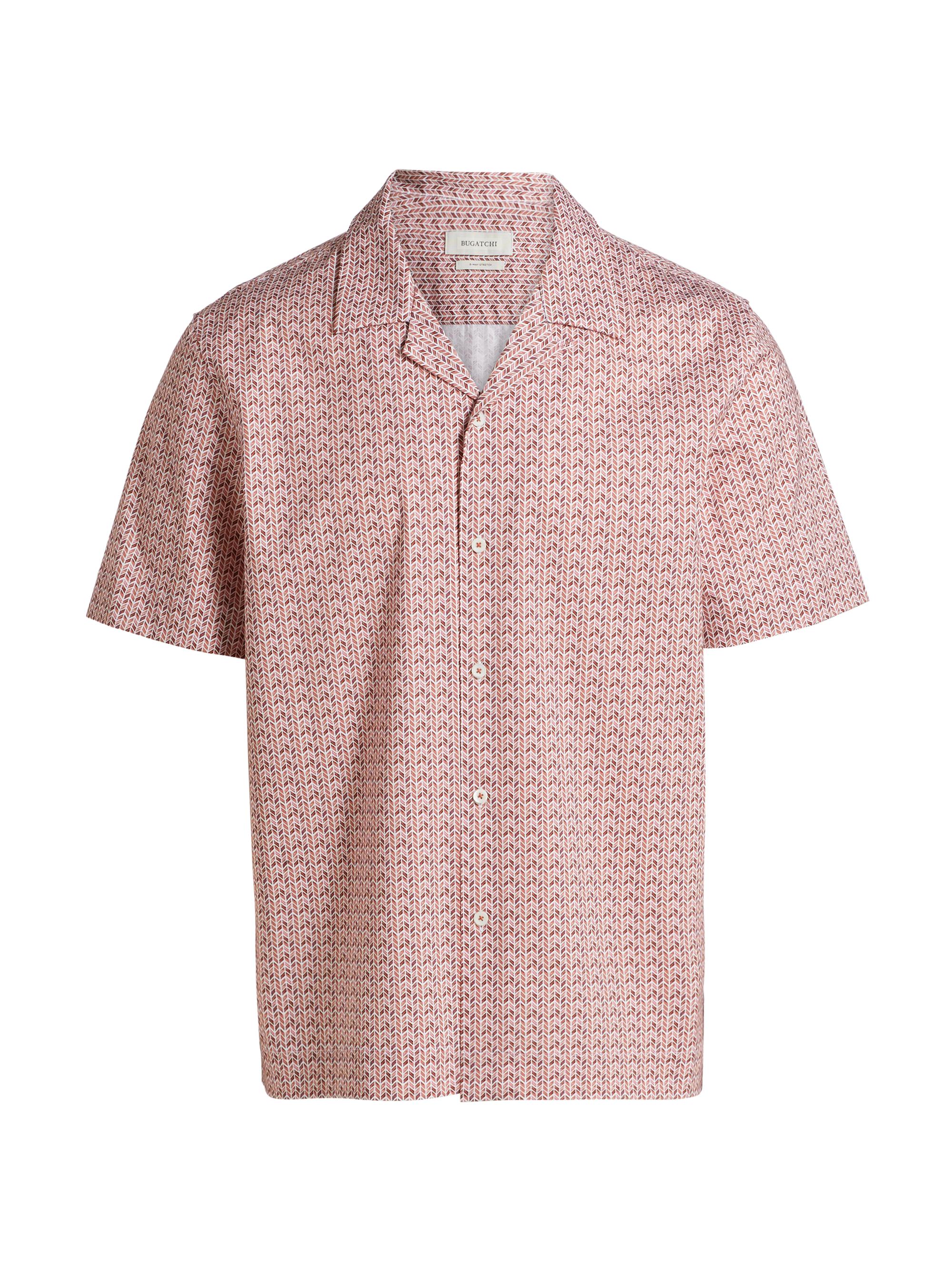Bugatchi Men's Ooohcotton Cole Camp Shirt - Brick