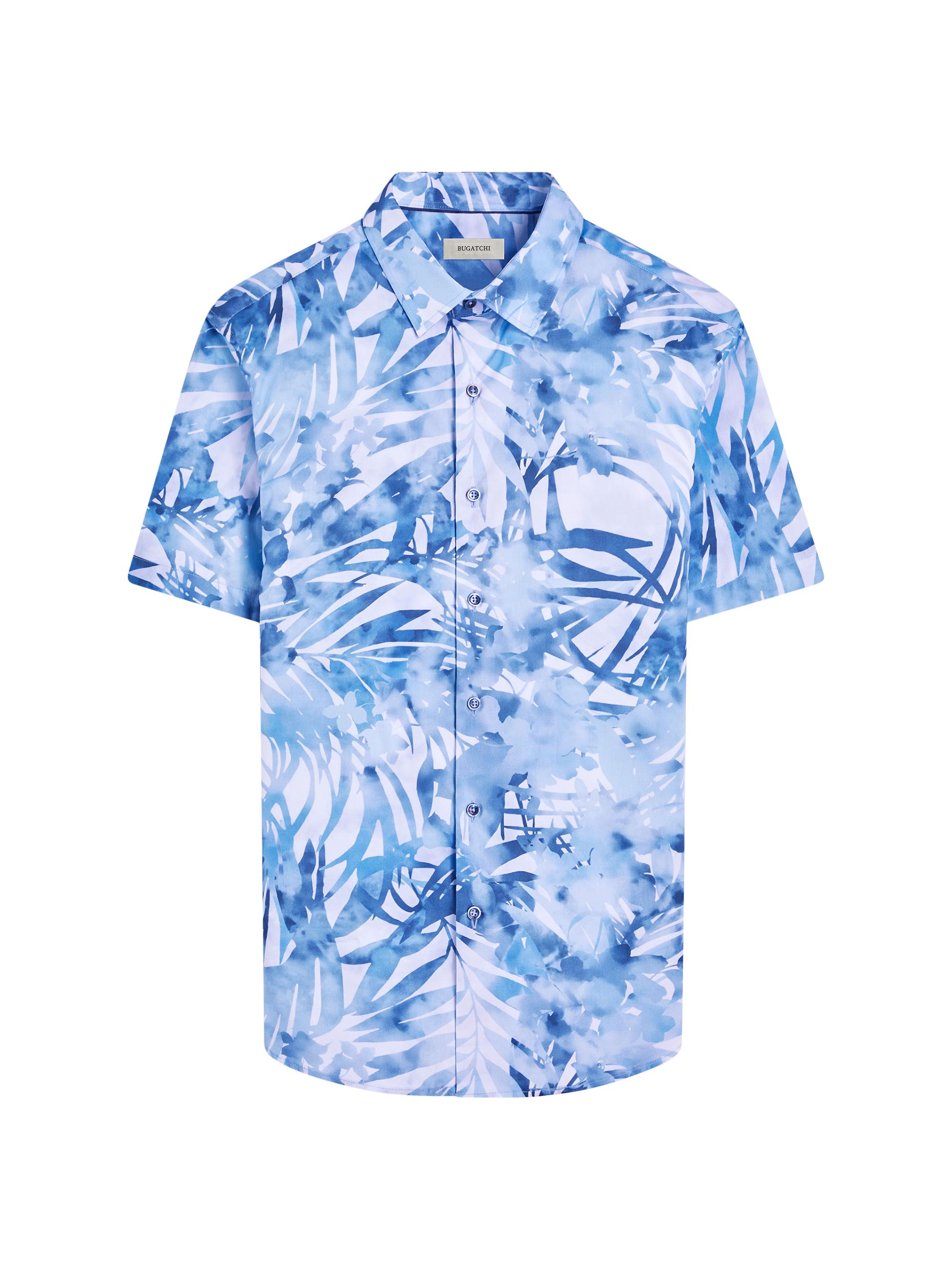 Bugatchi Men's Orson Floral Stretch-Cotton Short-Sleeve Shirt - Indigo