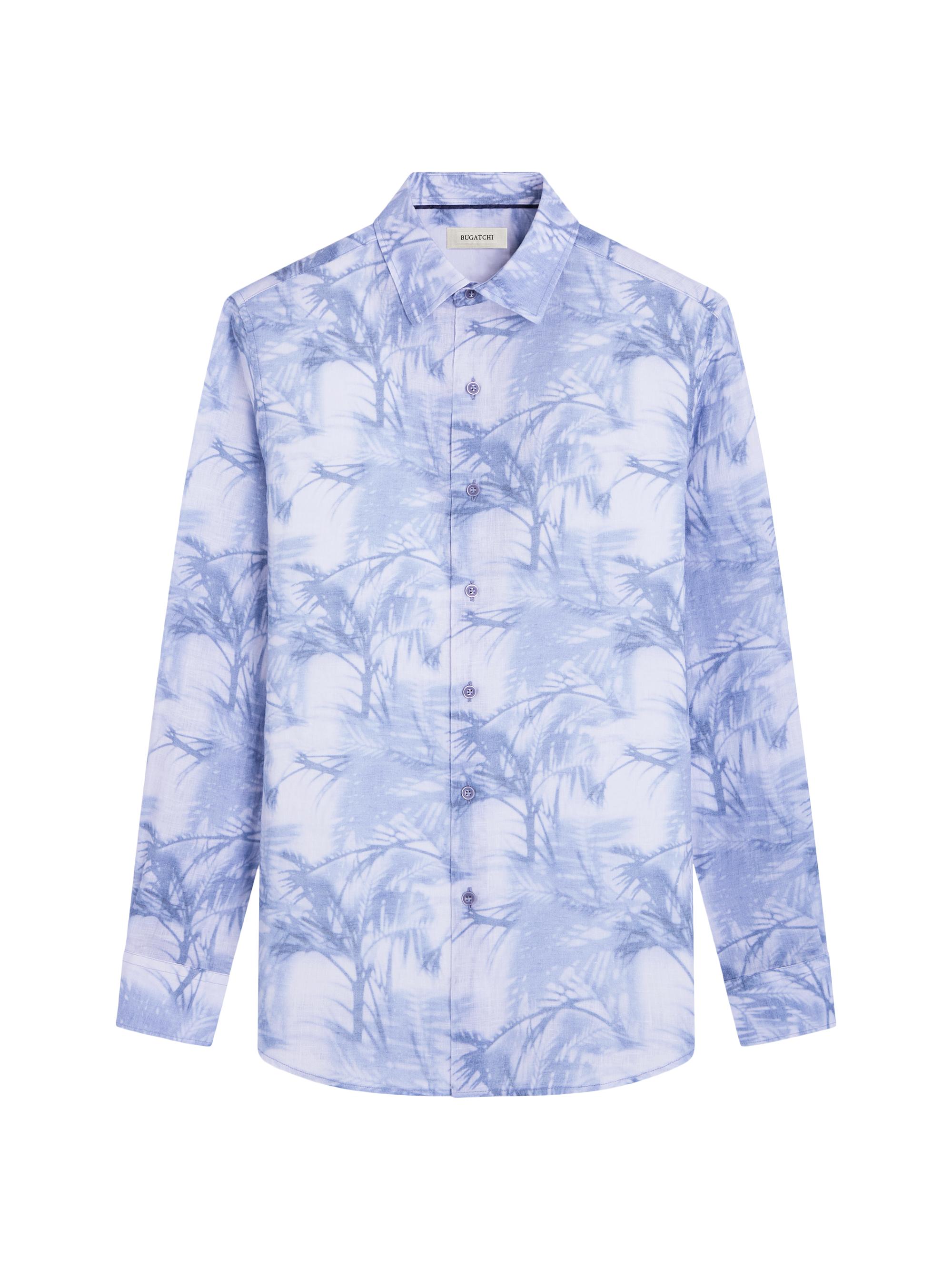 Bugatchi Men's Julian Palm Linen Shirt - Steel