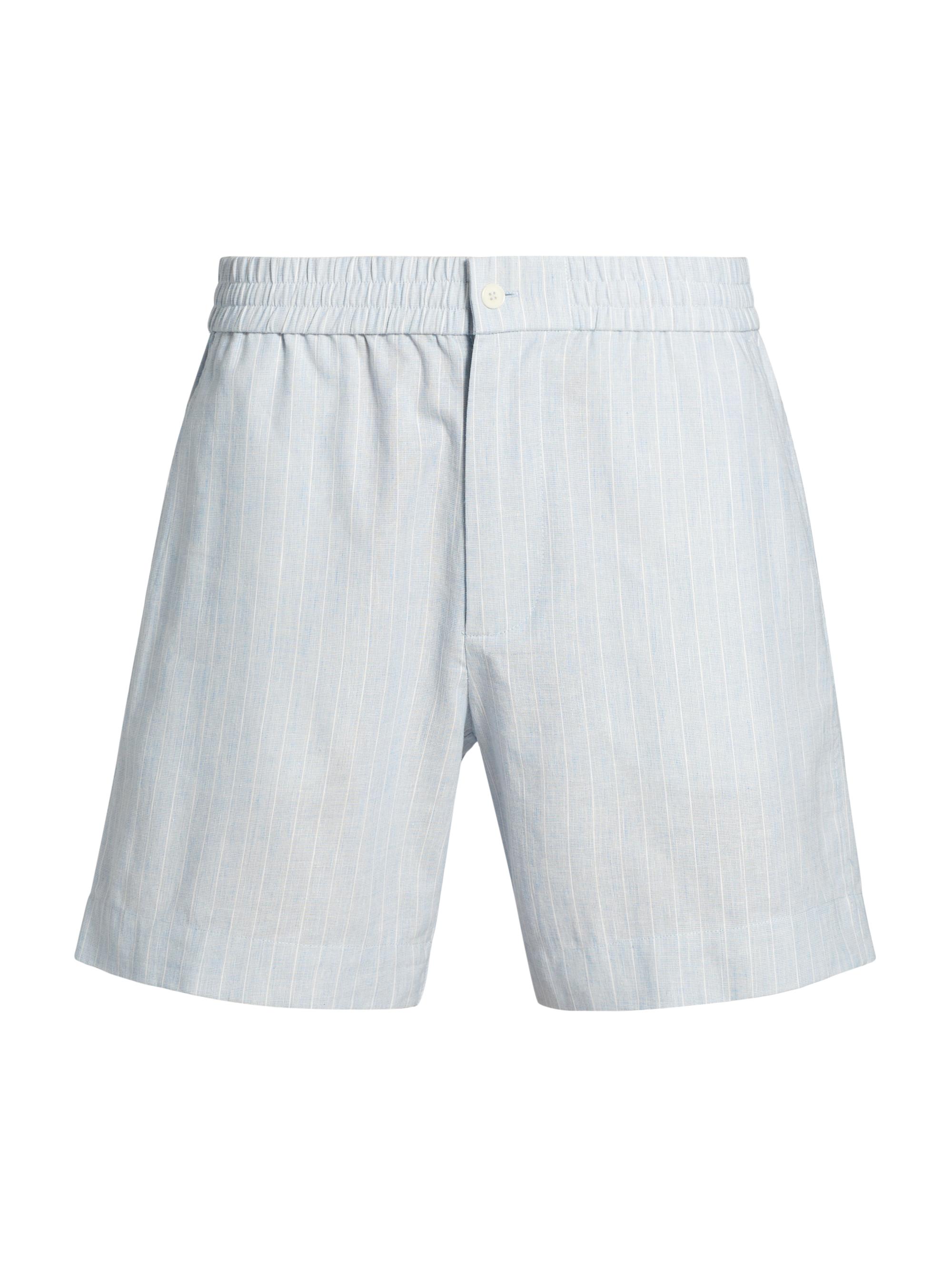 SIMKHAI Men's Sebastion Pinstriped Cotton & Linen Shorts - Haze Stripe