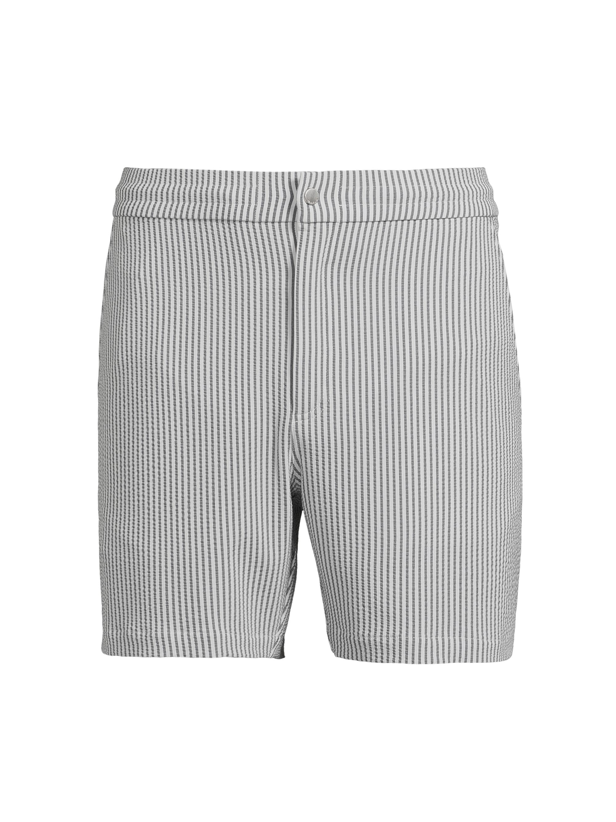 SIMKHAI Men's Striped Swim Trunks - Midnight Stripe