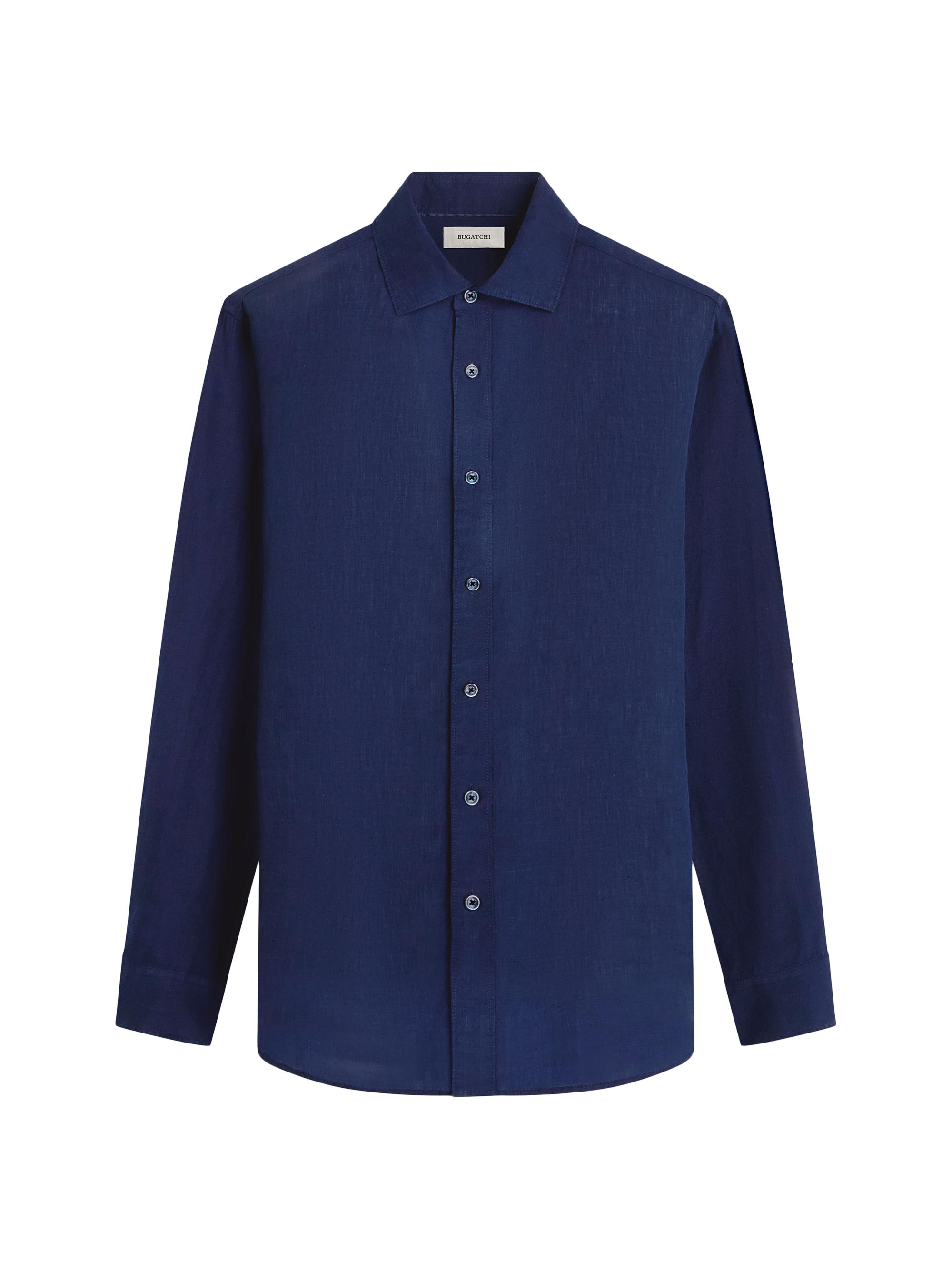 Bugatchi Men's Axel Linen Button-Front Shirt - Navy