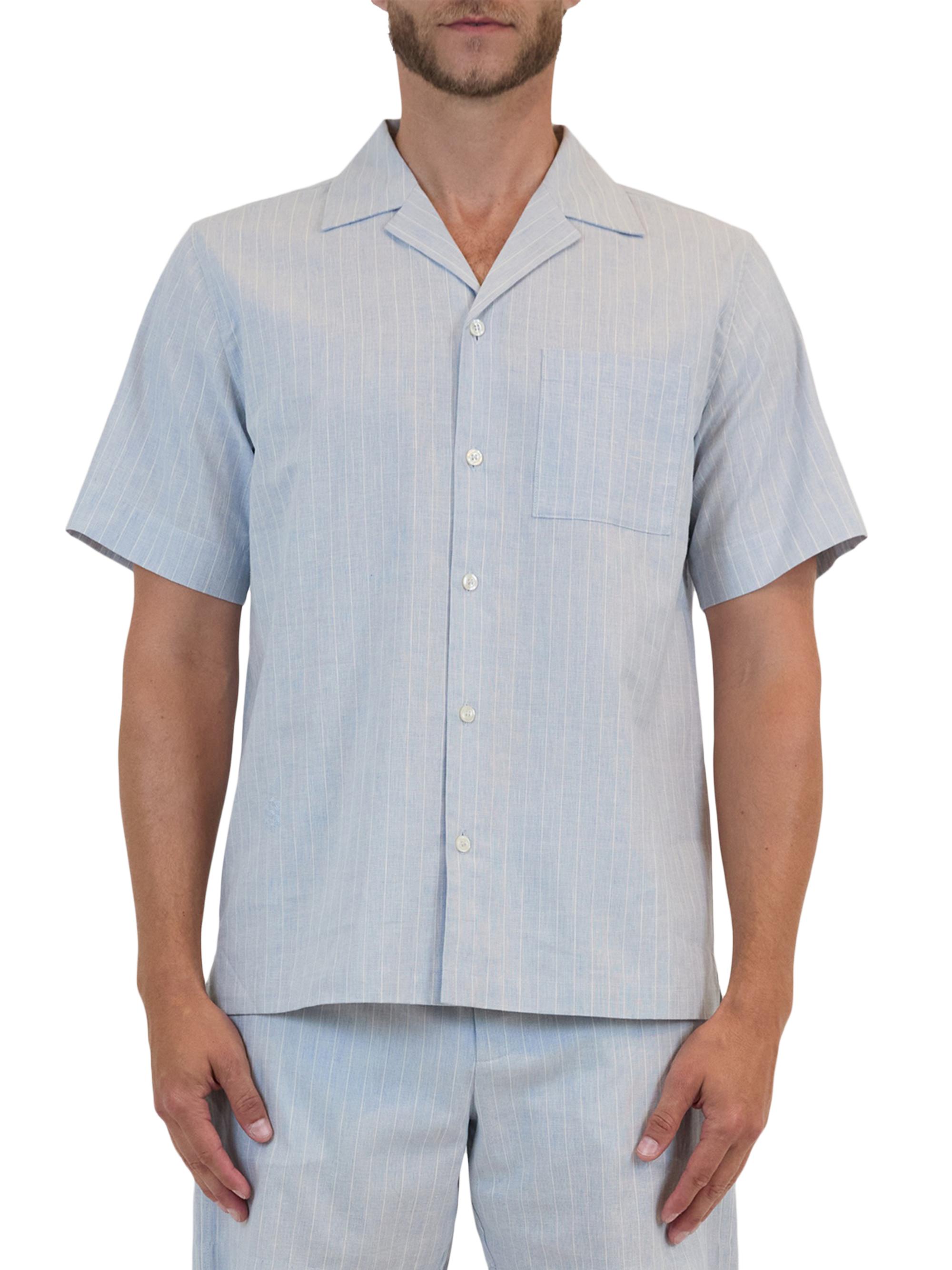 SIMKHAI Men's Poe Camp Shirt - Haze Stripe