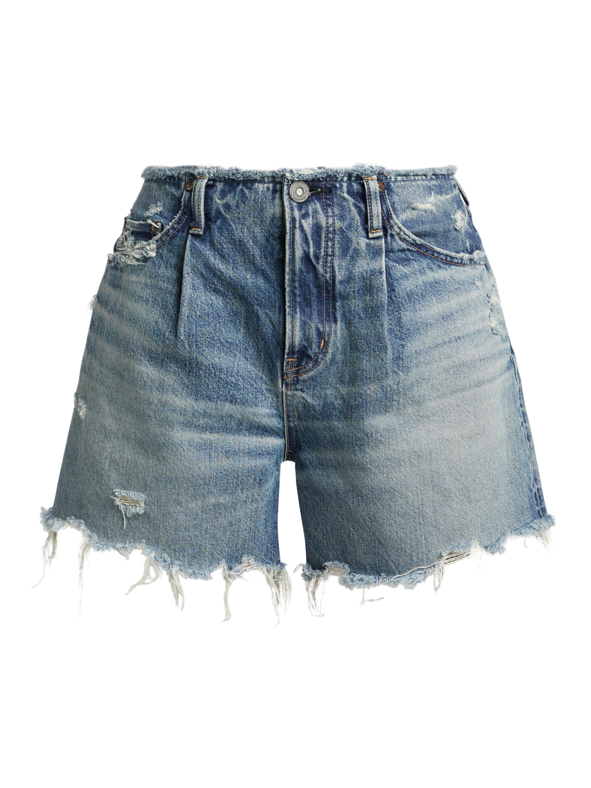 Moussy Vintage Women's Ludlow Raw-Edge Shorts - Light Blue