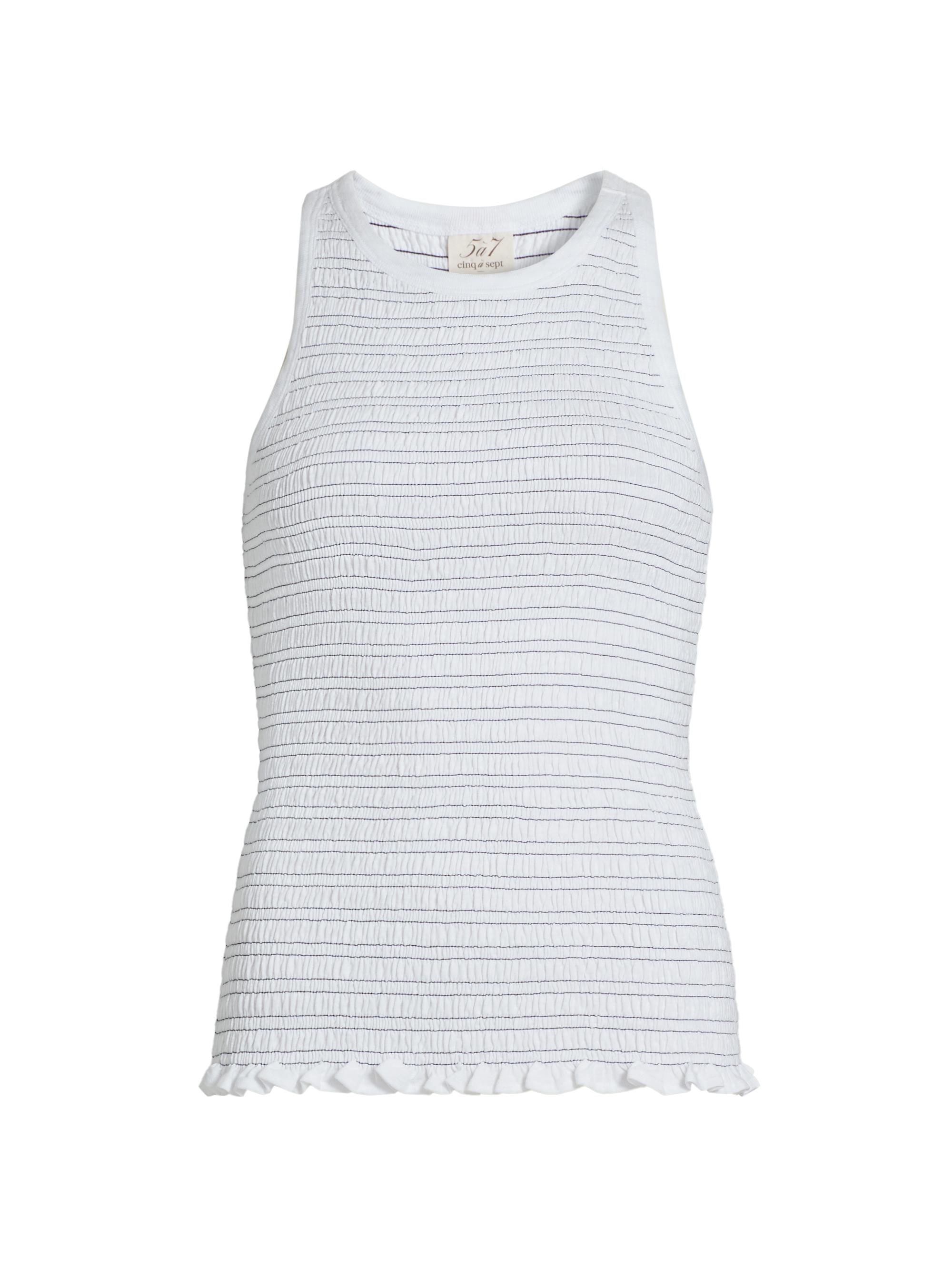 Cinq à Sept Women's Fawn Smocked Top - White Navy