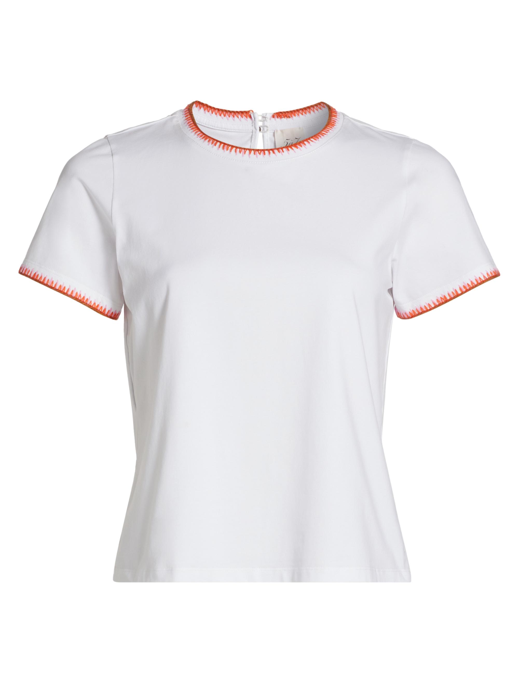 Cinq à Sept Women's Crochet Shrunken T-Shirt - Carnation Multi