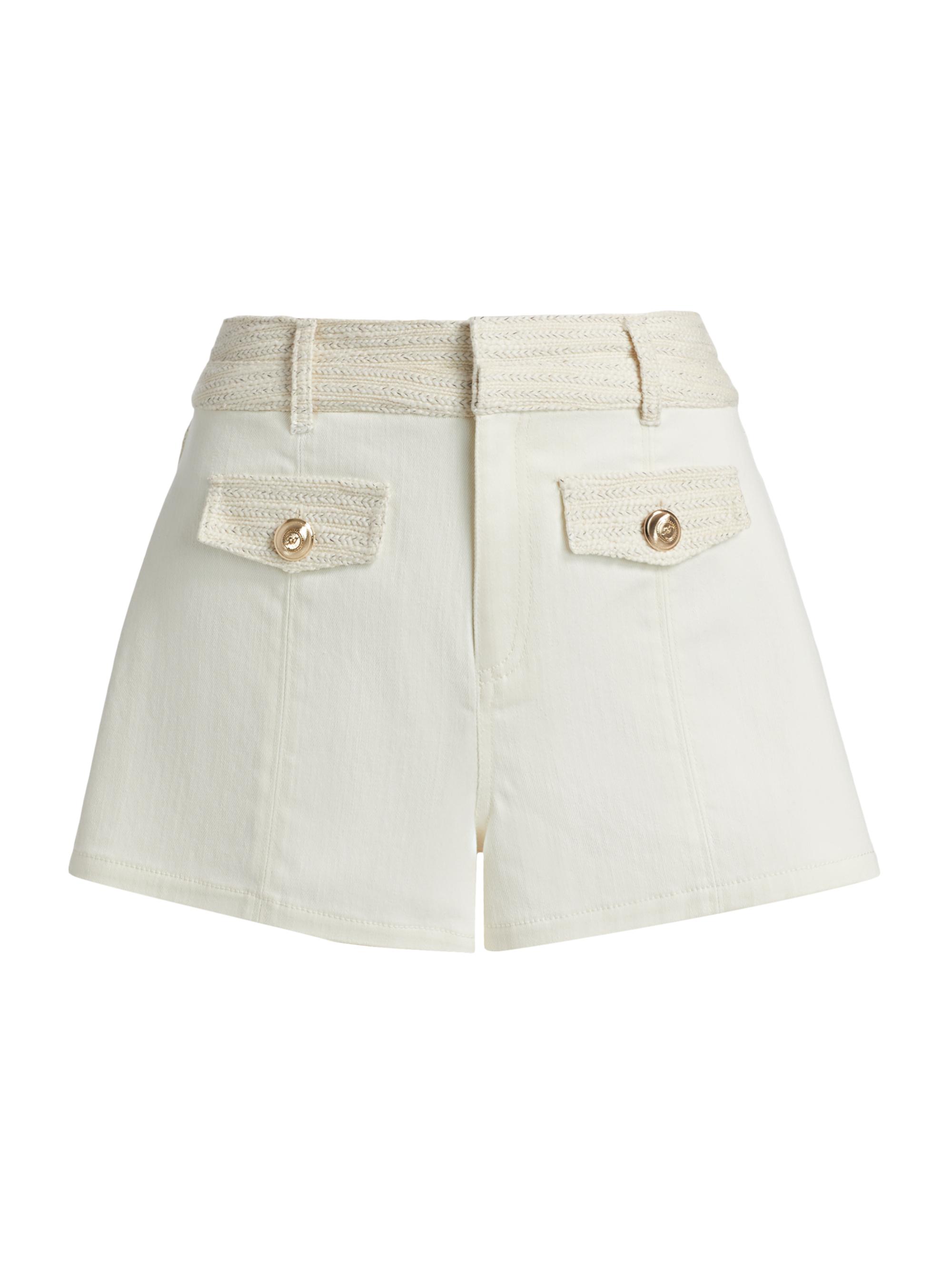 Cinq à Sept Women's Gaelle Braided Tweed Denim Shorts - Whisper White Gardenia