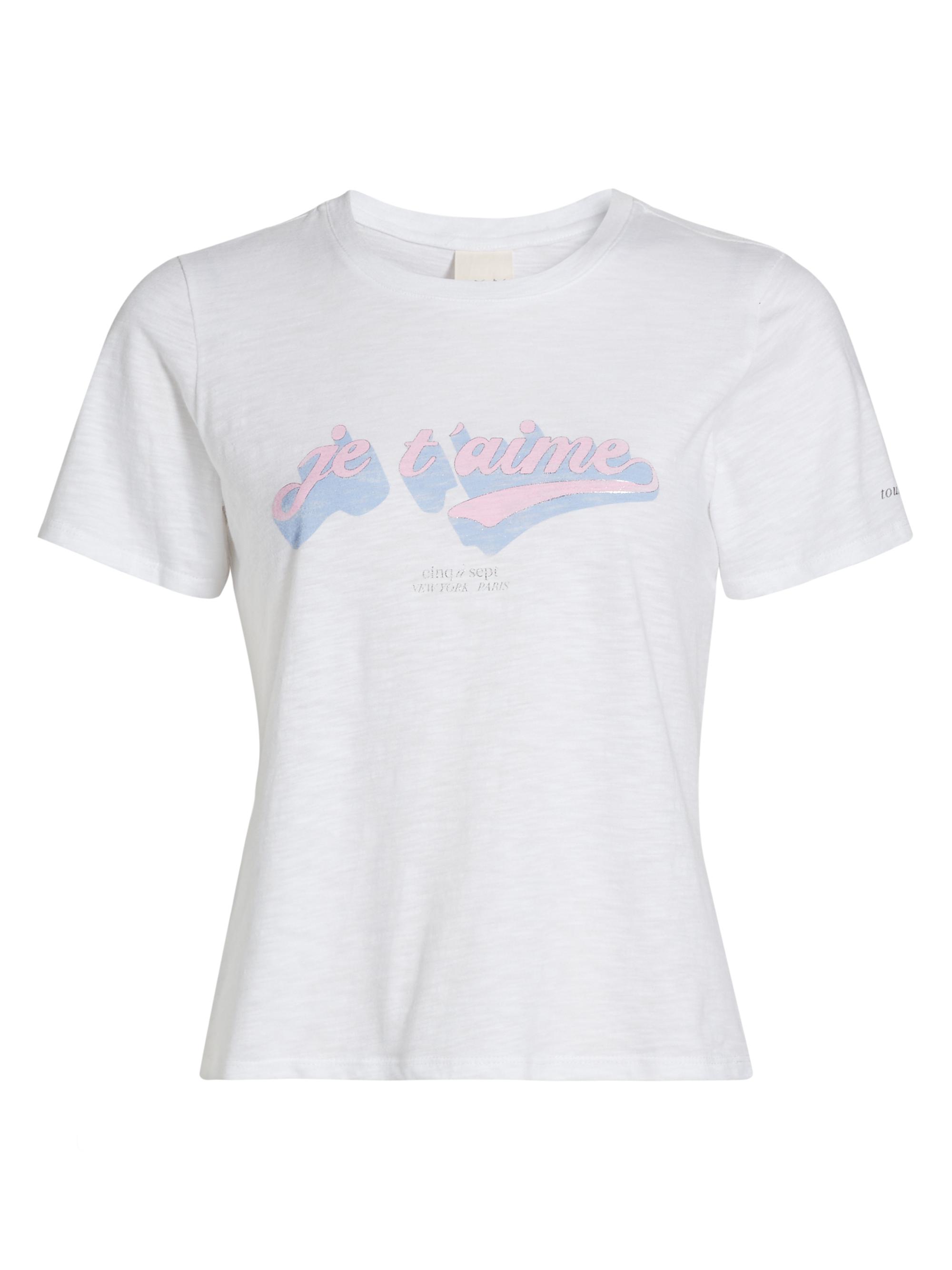 Cinq à Sept Women's Je T'aime Logo Shrunken T-Shirt - White Multi