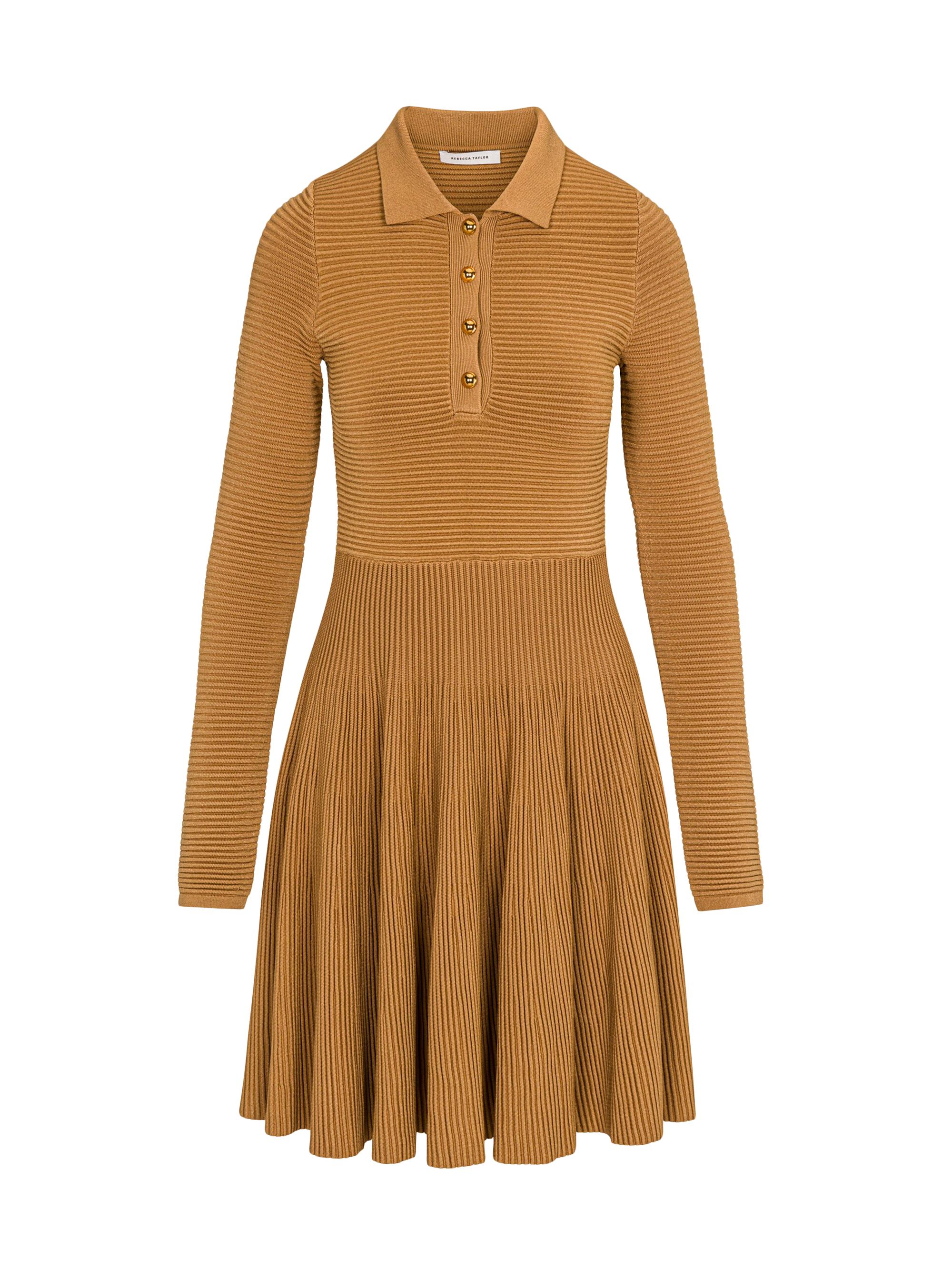 Rebecca Taylor Women's Ottoman Rib-Knit Fit & Flare Minidress - Camel