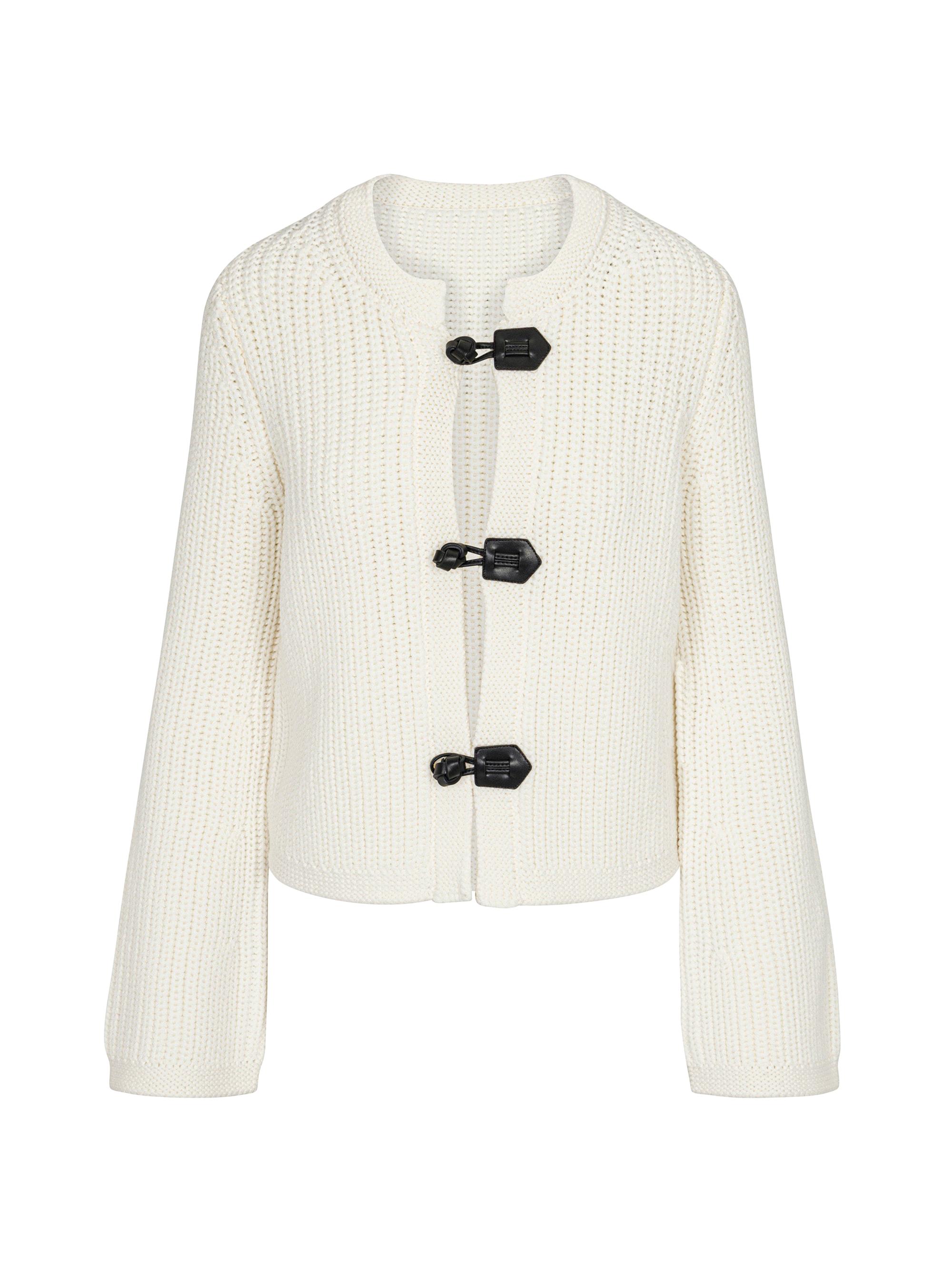 Rebecca Taylor Women's Novelty Wool Toggle Cardigan - Cream