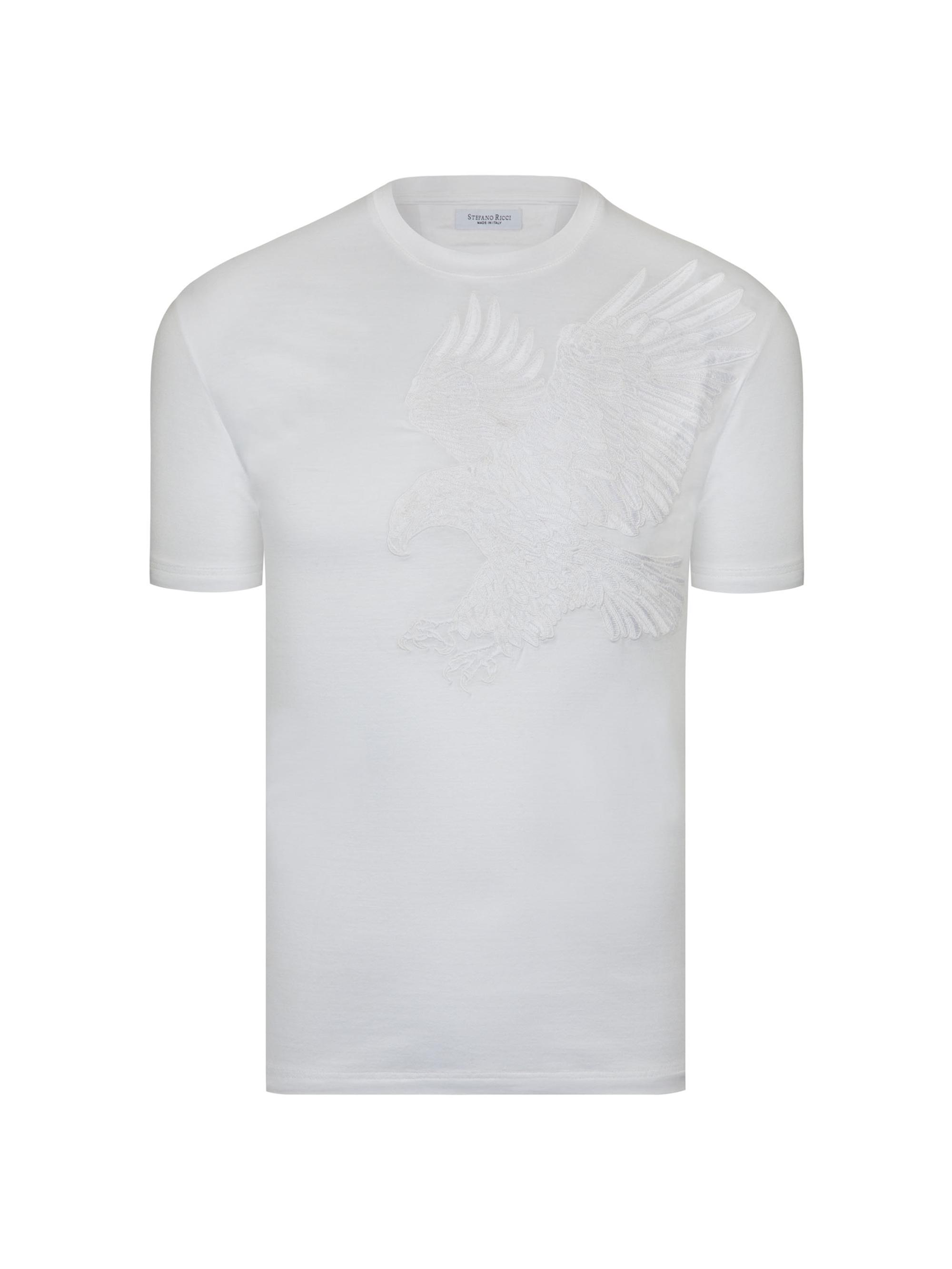 Stefano Ricci Men's T-Shirt with Short Sleeve Crewneck - White