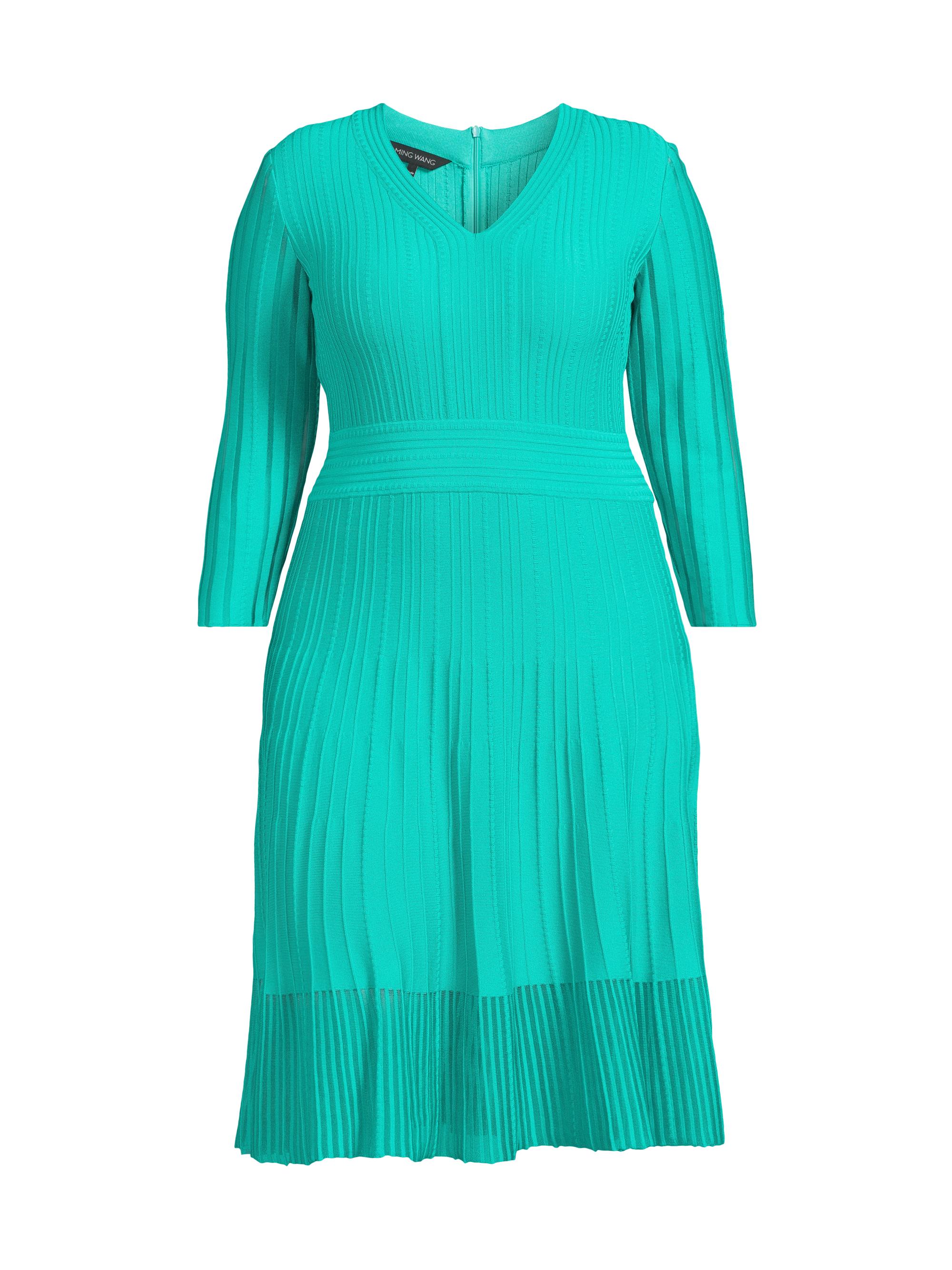 Ming Wang Women's Plus Textured Soft Knit Midi-Dress - Emerald Awe