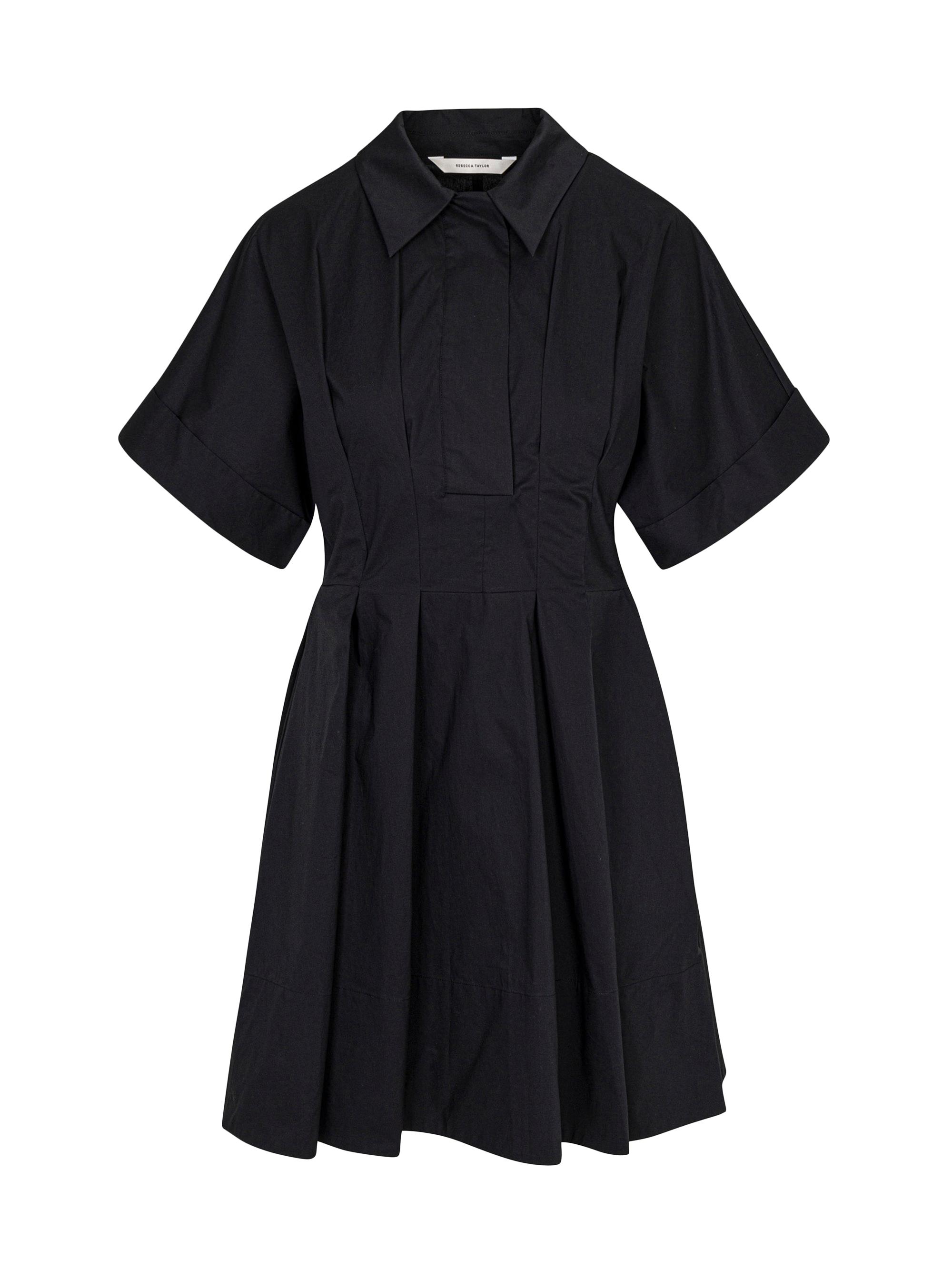 Rebecca Taylor Women's Poplin Waisted Mini-Shirtdress - Black