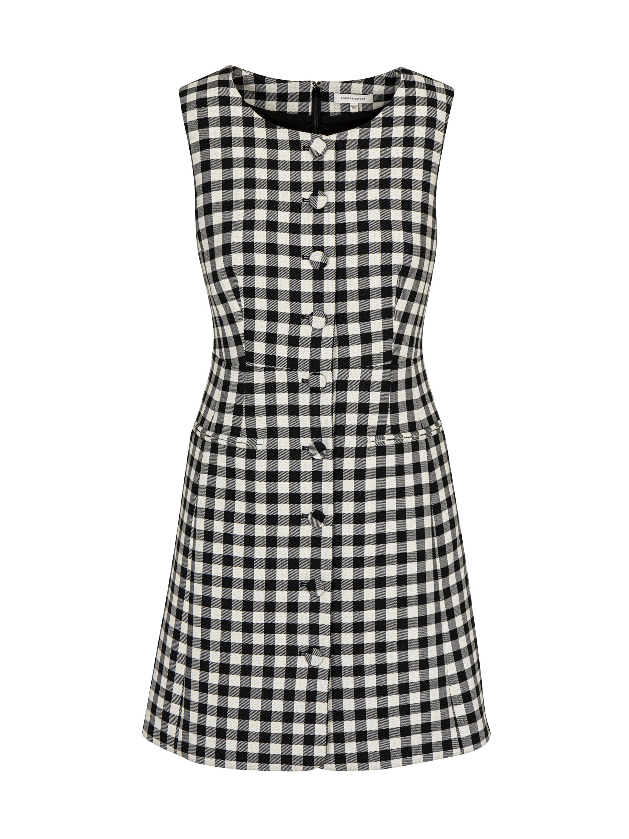 Rebecca Taylor Women's Phillipa Check Button-Front Minidress - Black Combo