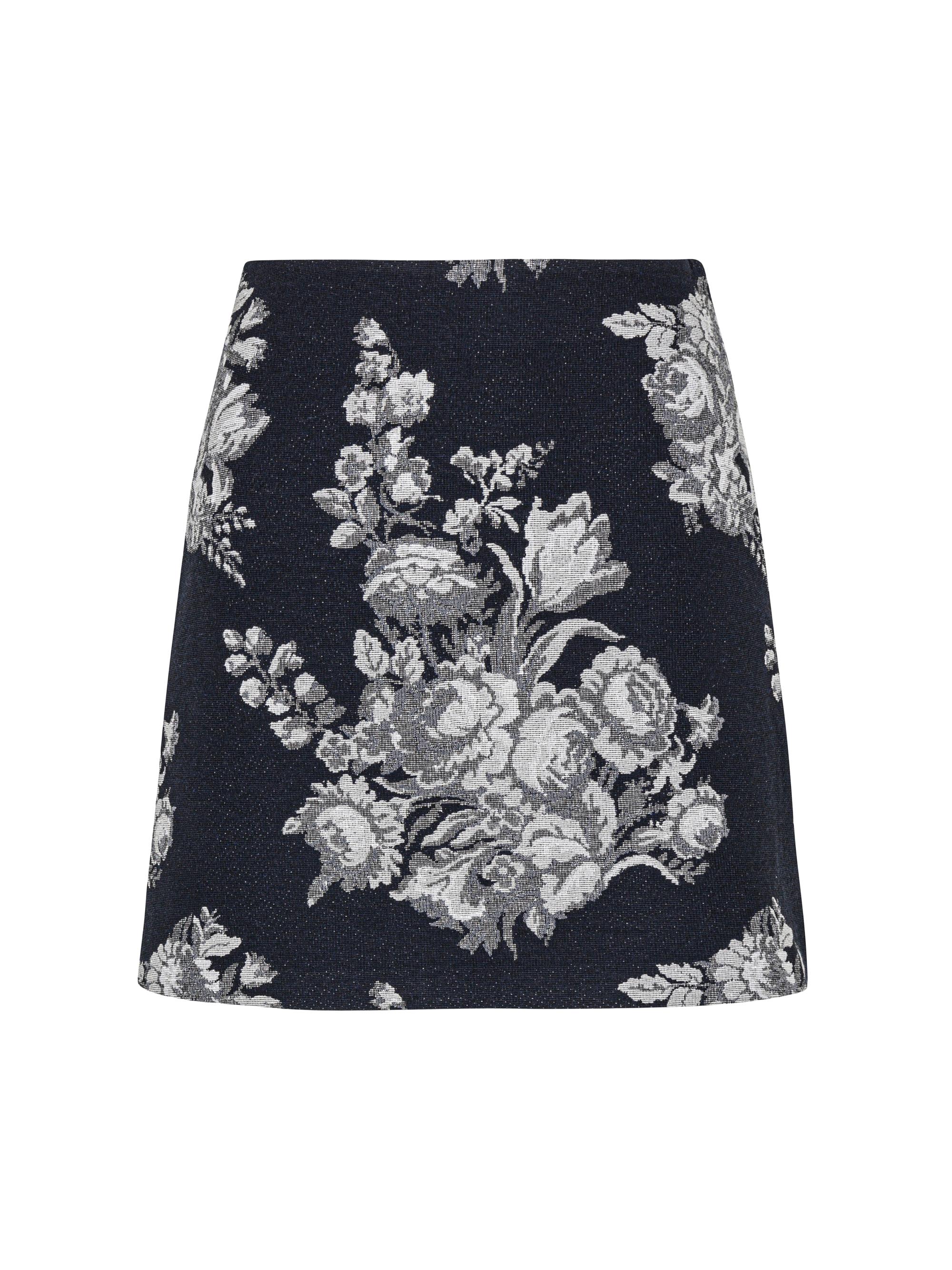 Rebecca Taylor Women's Venice Floral Toile Jacquard Miniskirt - Indigo Combo