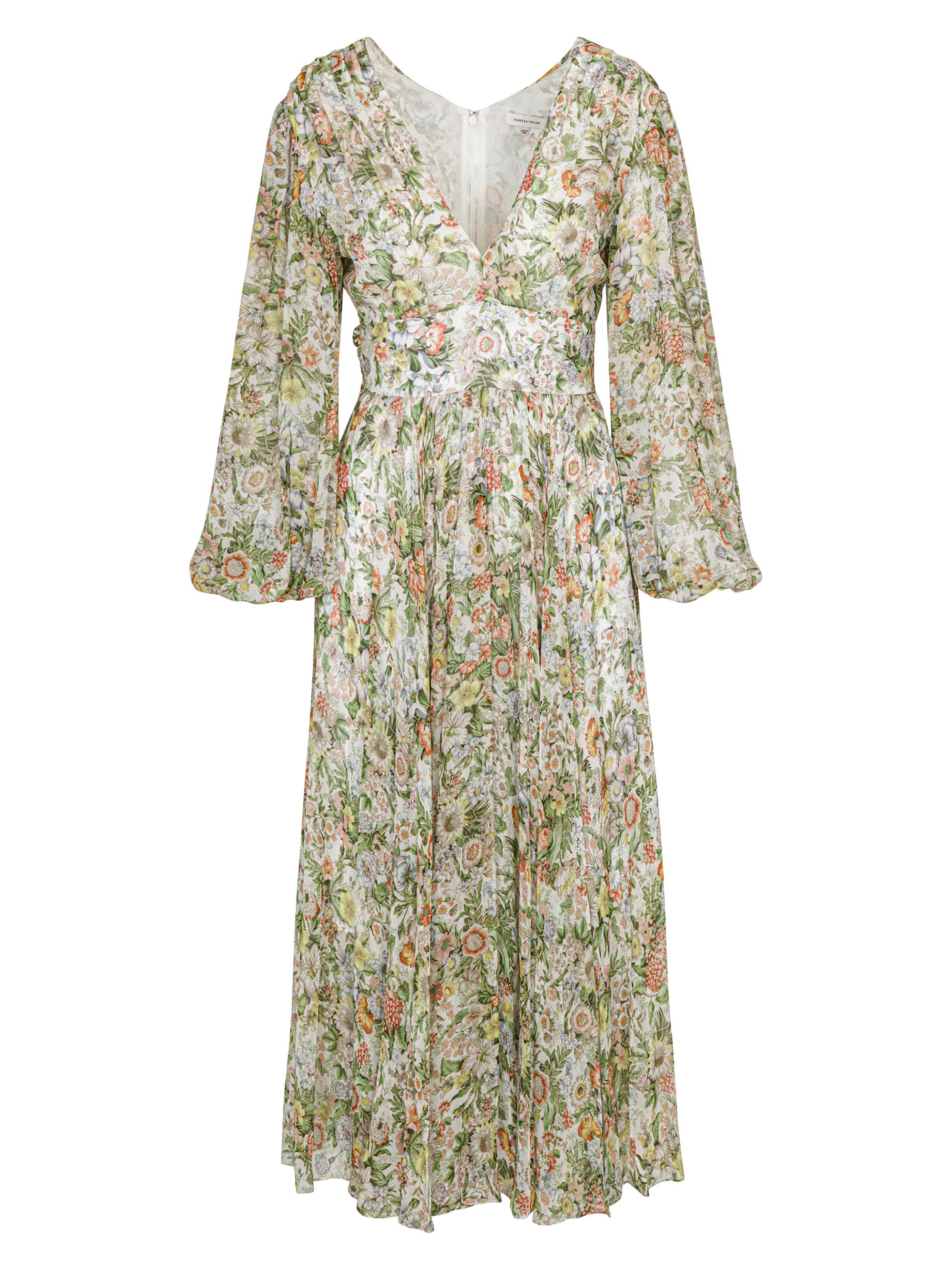 Rebecca Taylor Women's Floral Chiffon Pleated Dress - Floral Multi