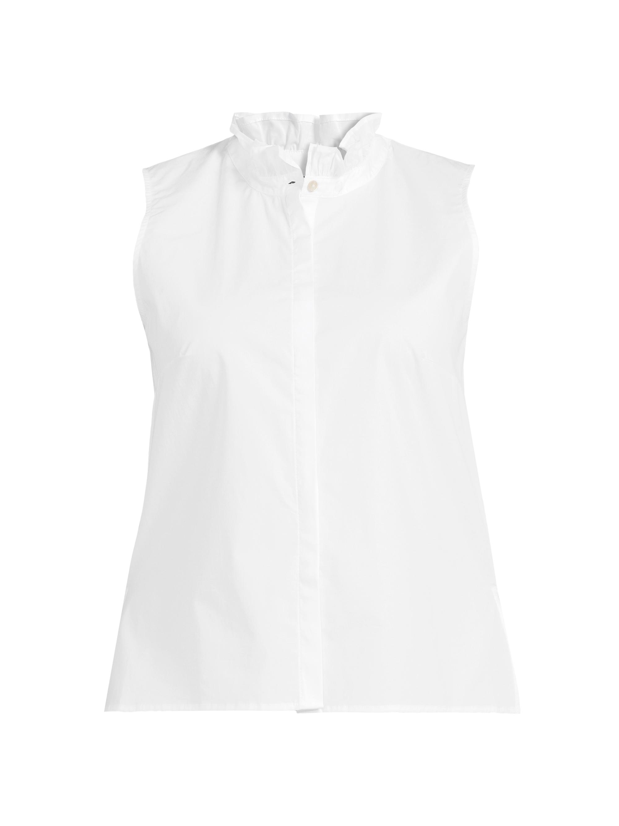 Ming Wang Women's Plus Stretch Cotton Sleeveless Blouse - White