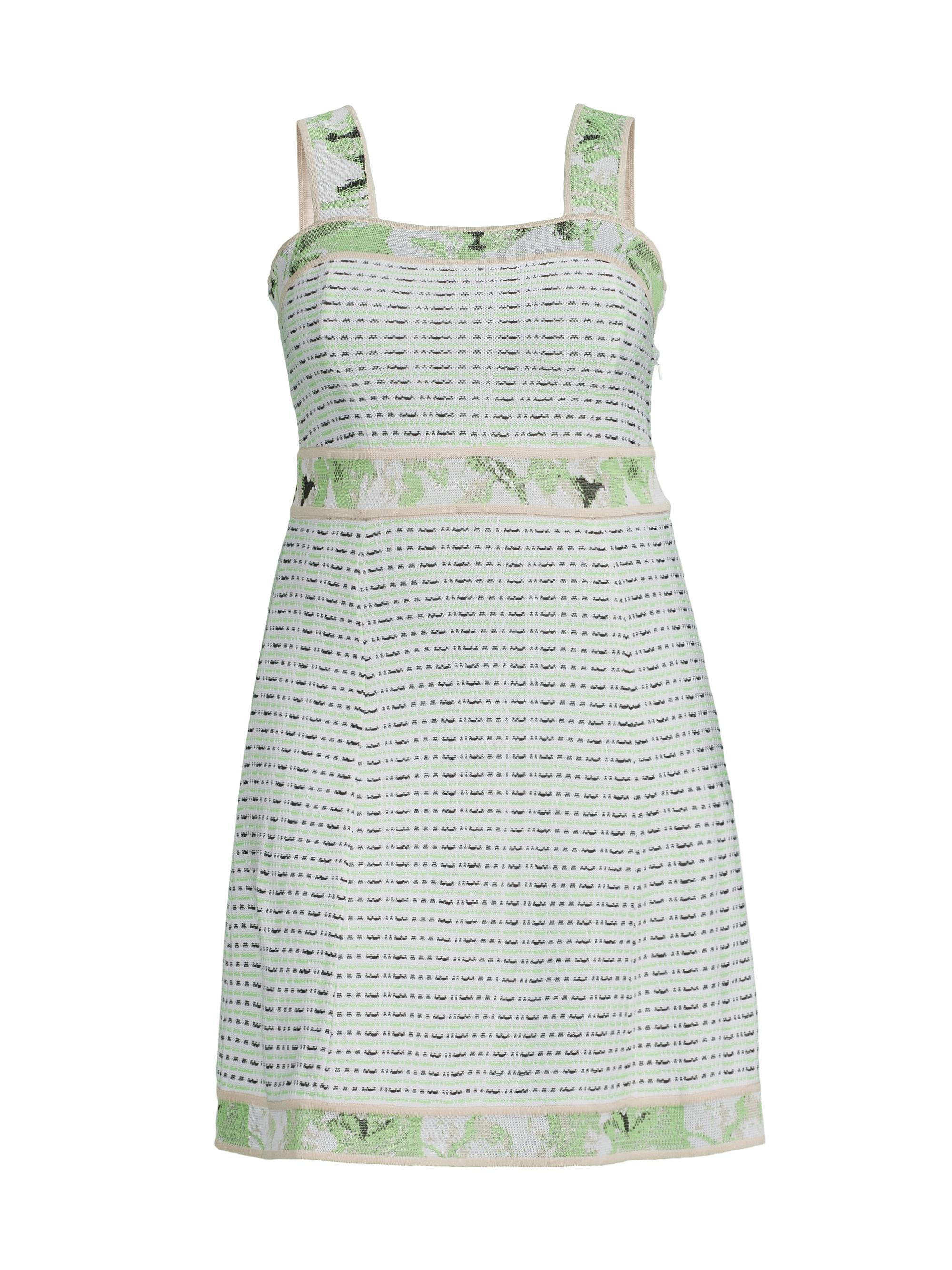 Ming Wang Women's Plus Dotted Stripe Fit & Flare Knee-Length Dress - Fern Limestone