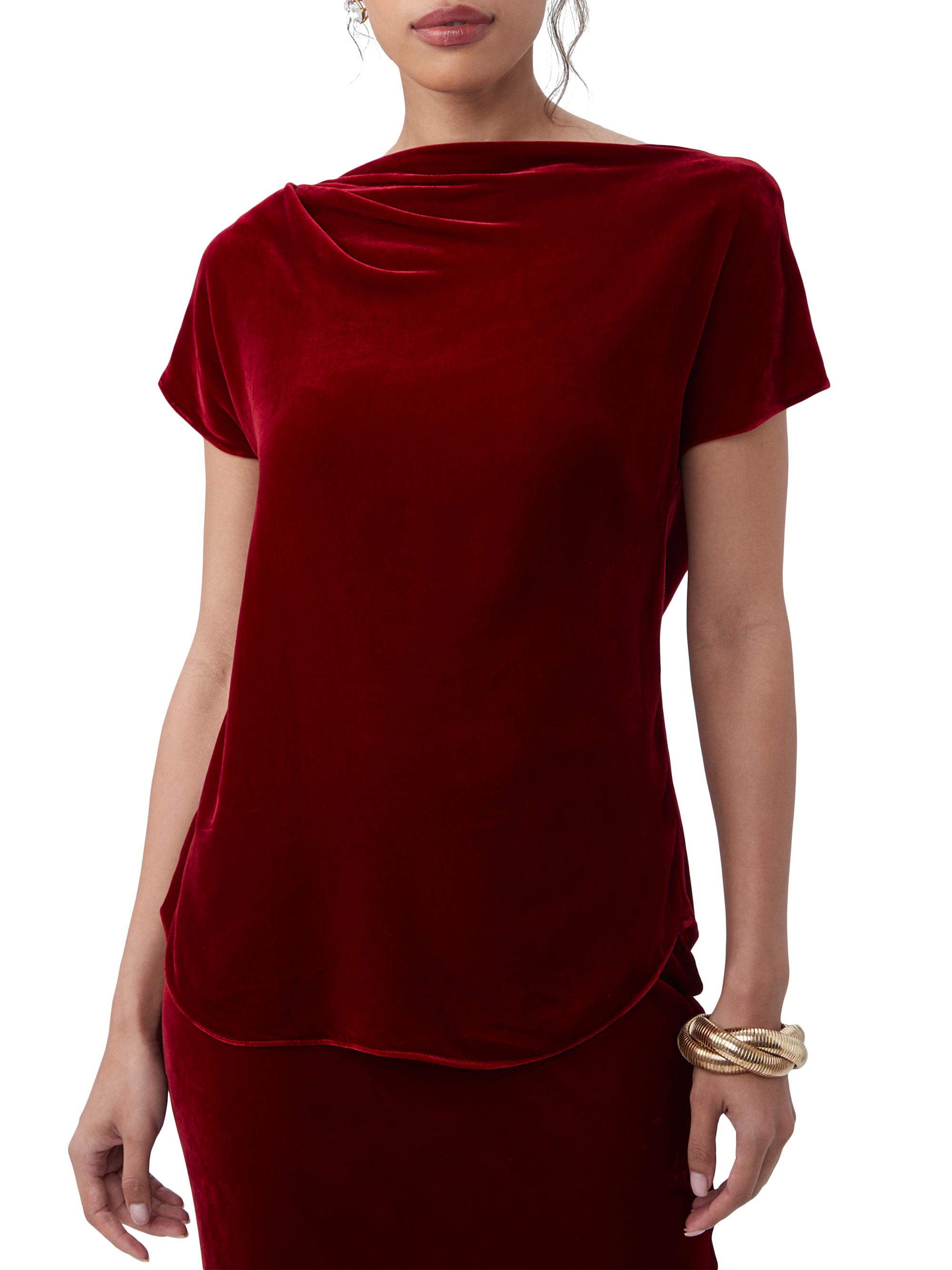 Trina Turk Women's Sintha Velvet Asymmetrical Top - Vixen Red