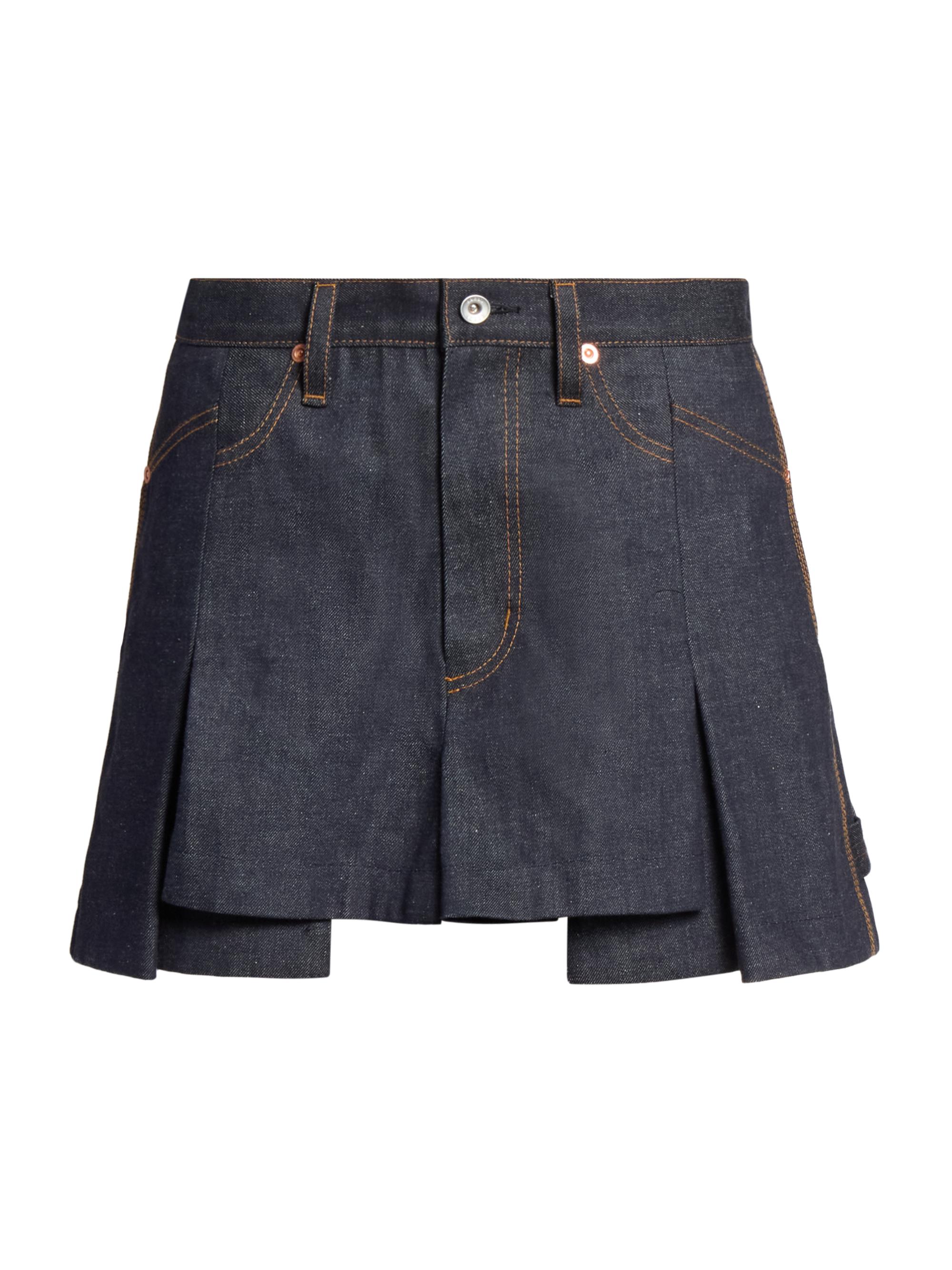 Sacai Women's Denim Mix Shorts - Indigo