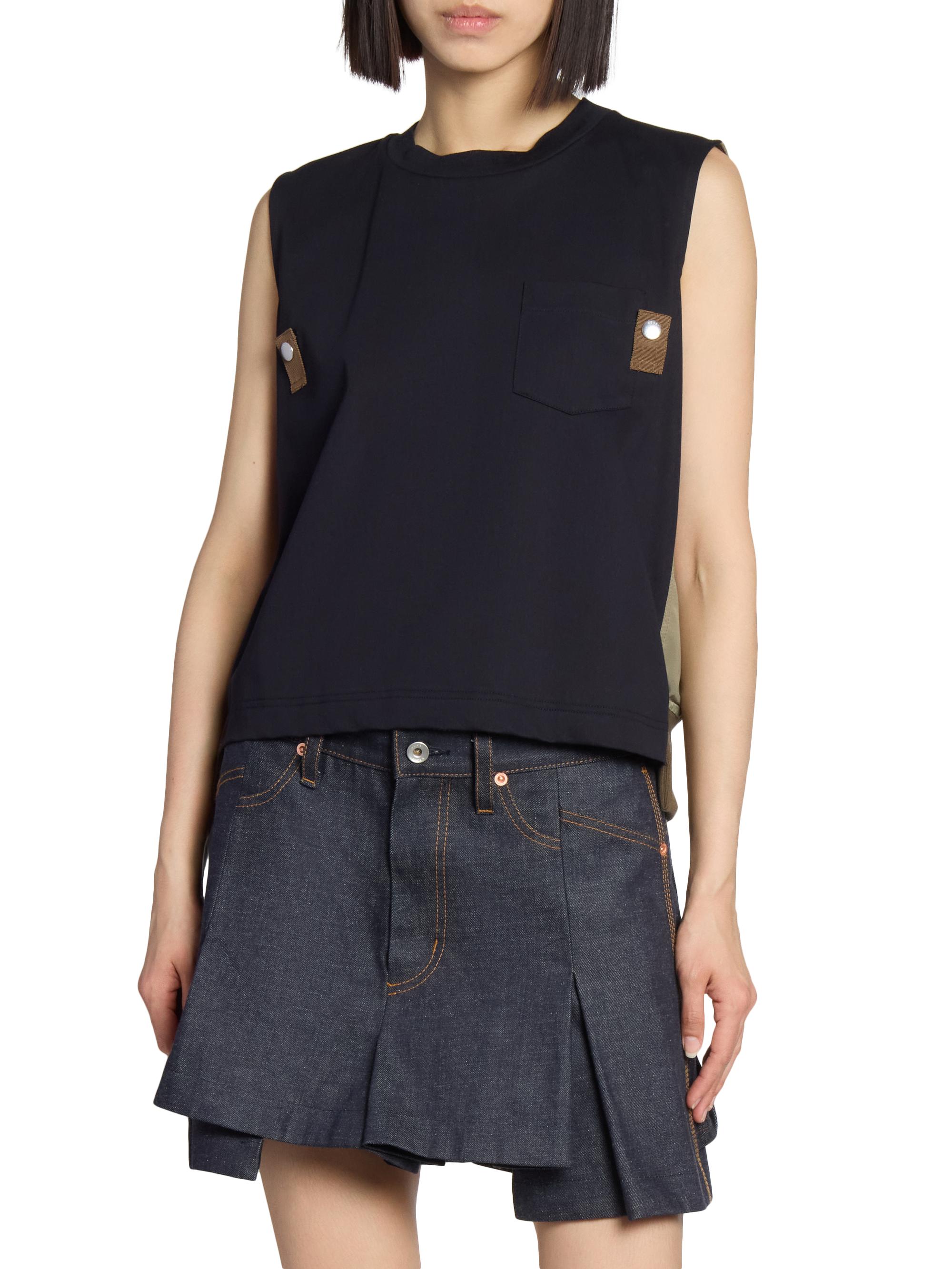 Sacai Nylon Twill Mix Cotton Jersey Tank Top | Saks Fifth Avenue