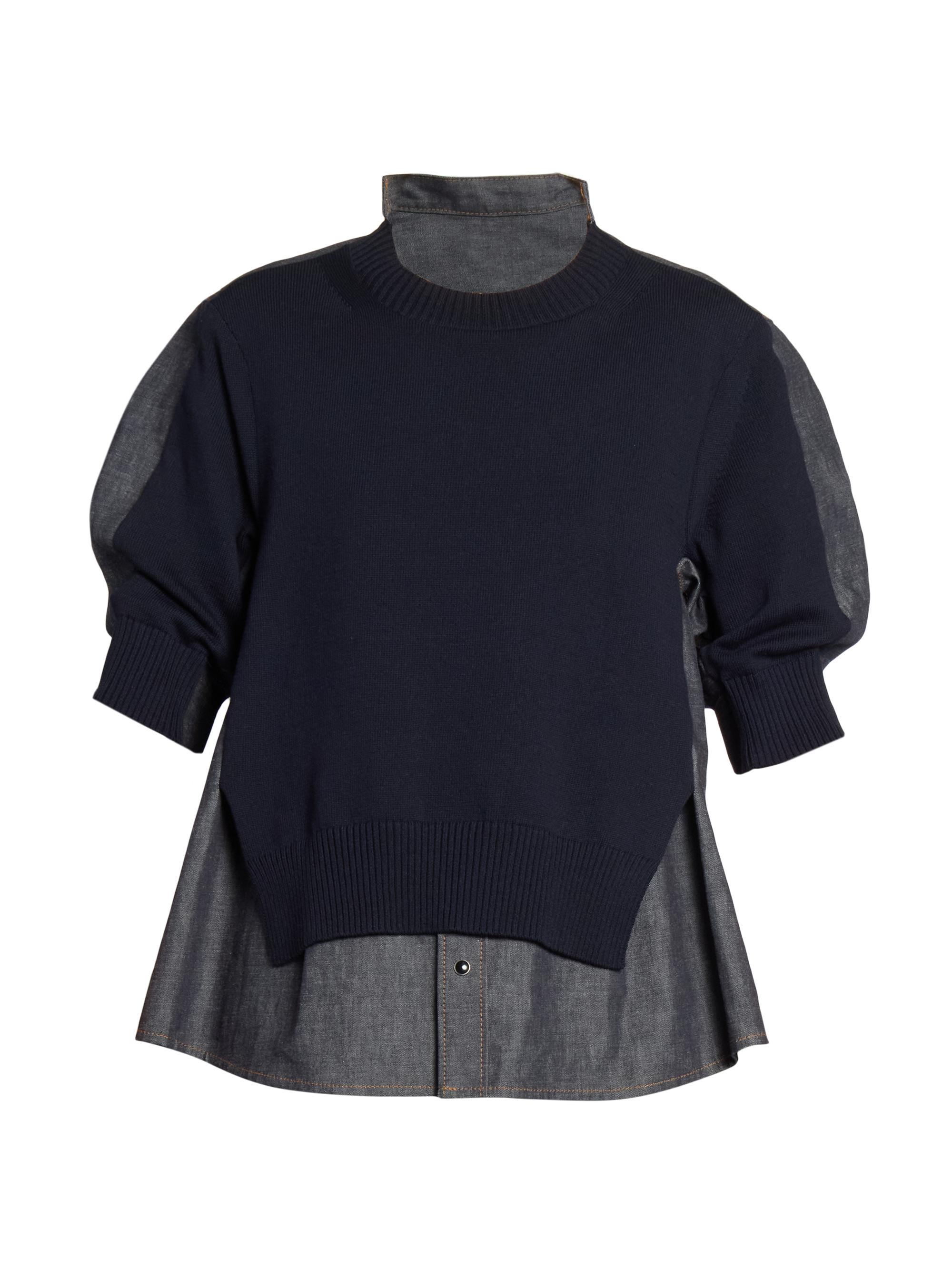Sacai Women's Denim Mixed Knit Pullover - Indigo