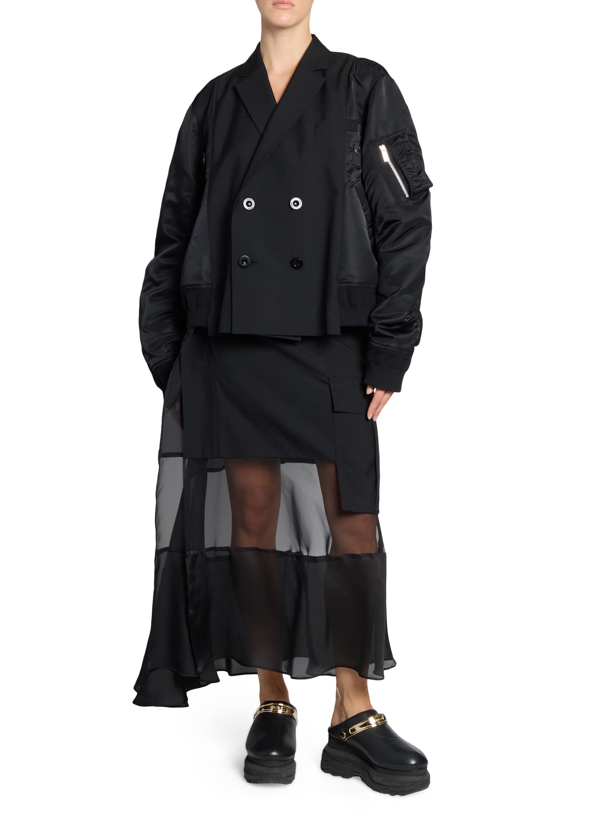 Sacai Suiting Bonding & Nylon Twill Bomber Jacket | Saks