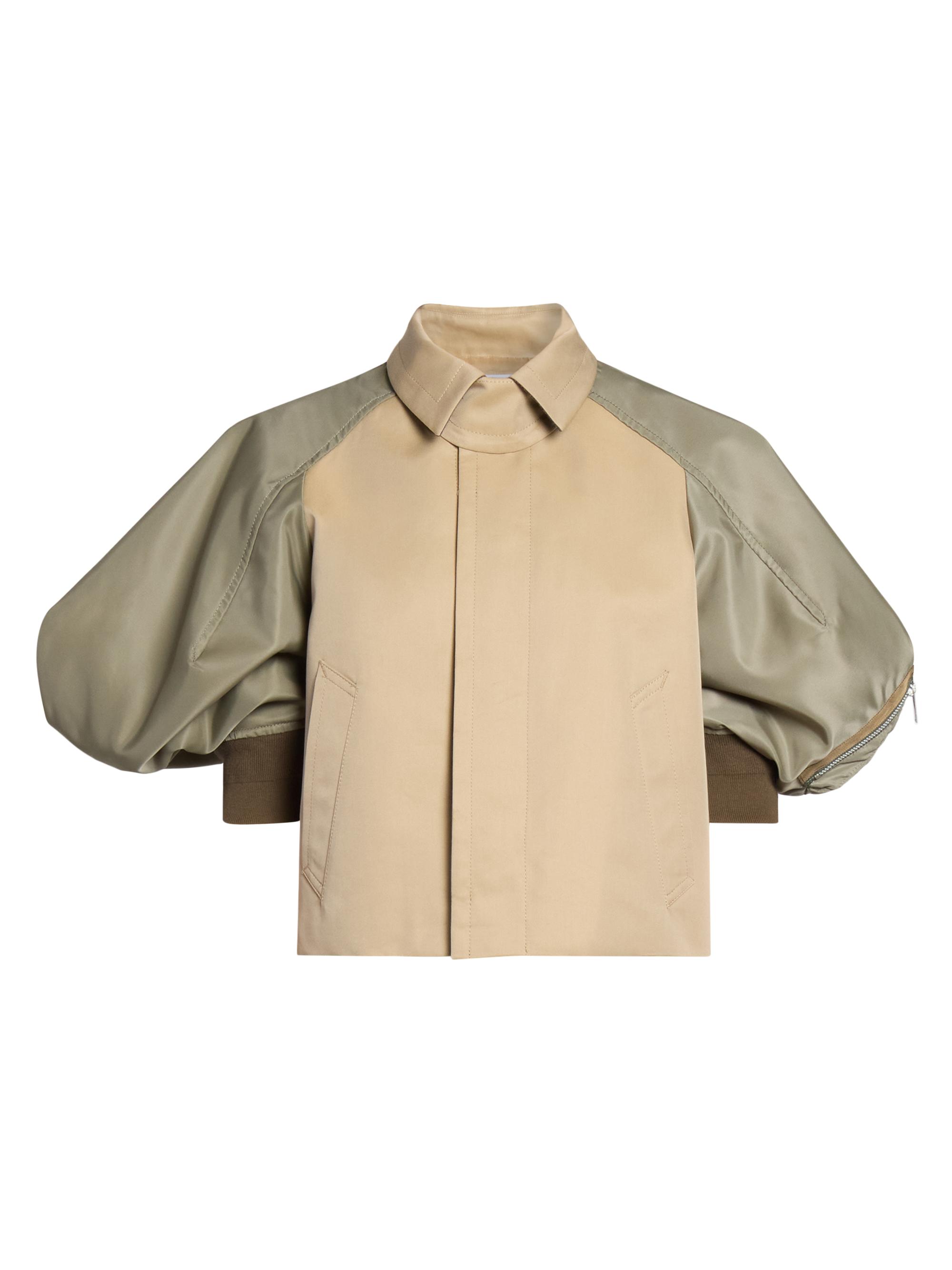Sacai Women's Cotton Gabardine & Nylon Twill Jacket - Beige Taupe