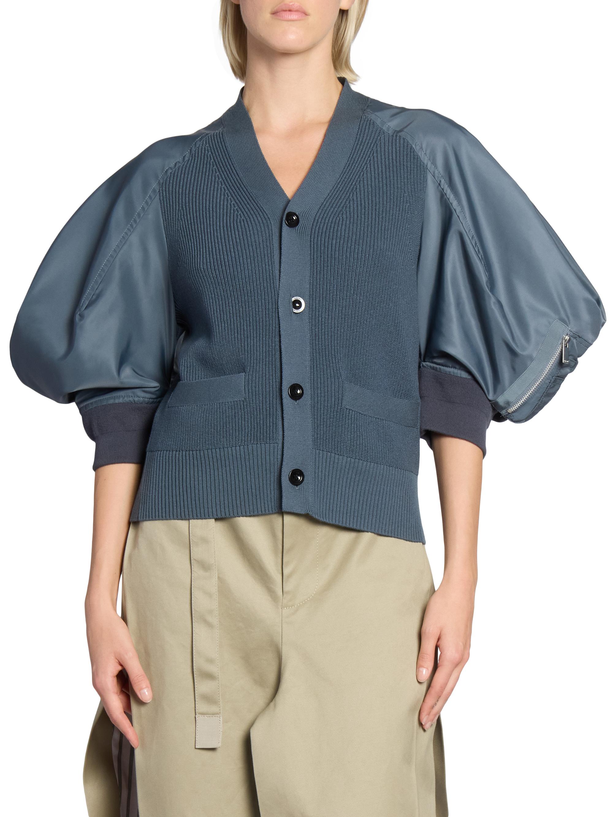 Sacai Bomber Sleeve Cardigan | Saks Fifth Avenue