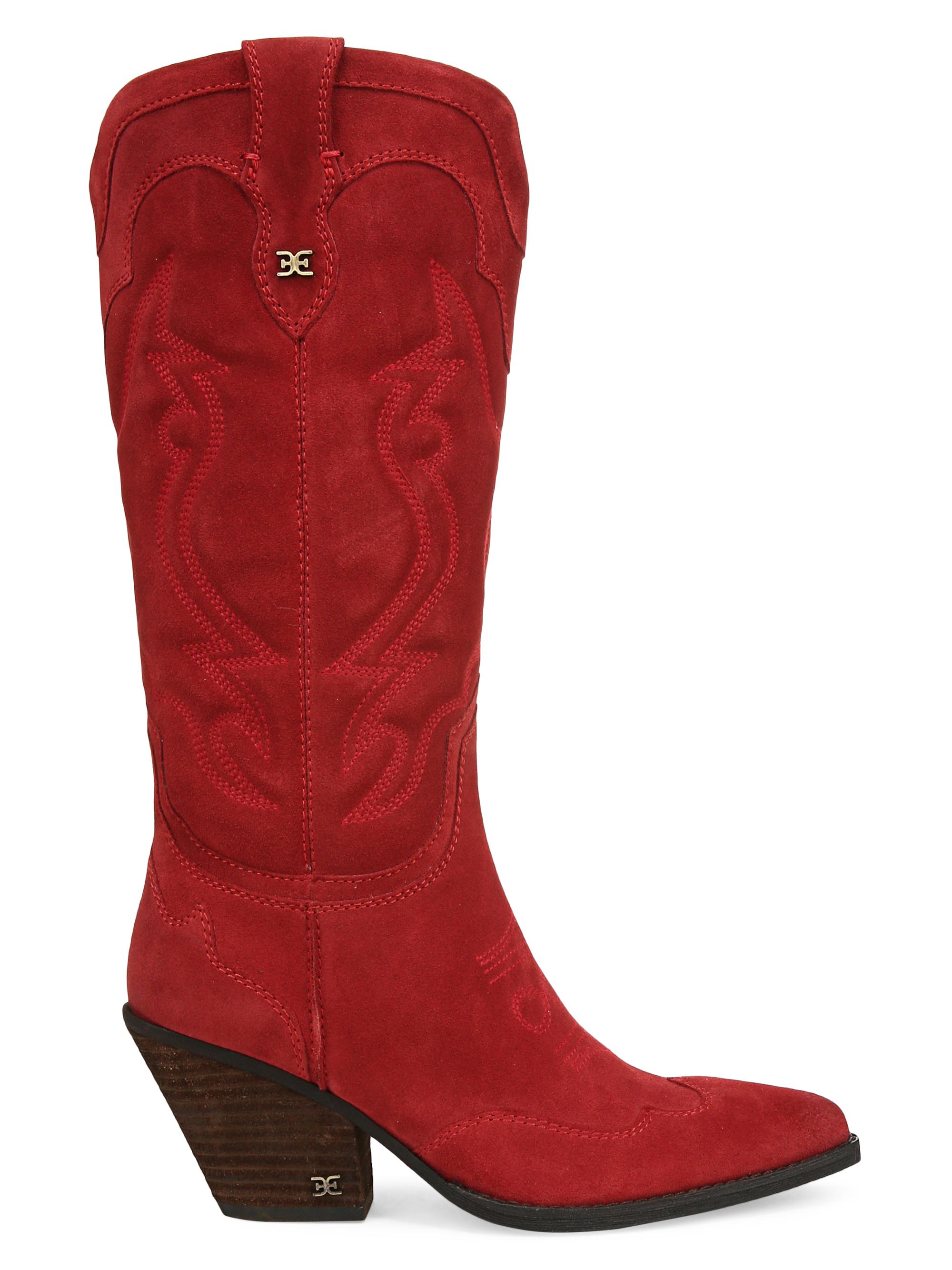 Sam Edelman Women's James 70MM Leather Western Tall Boots - Red Scarlet