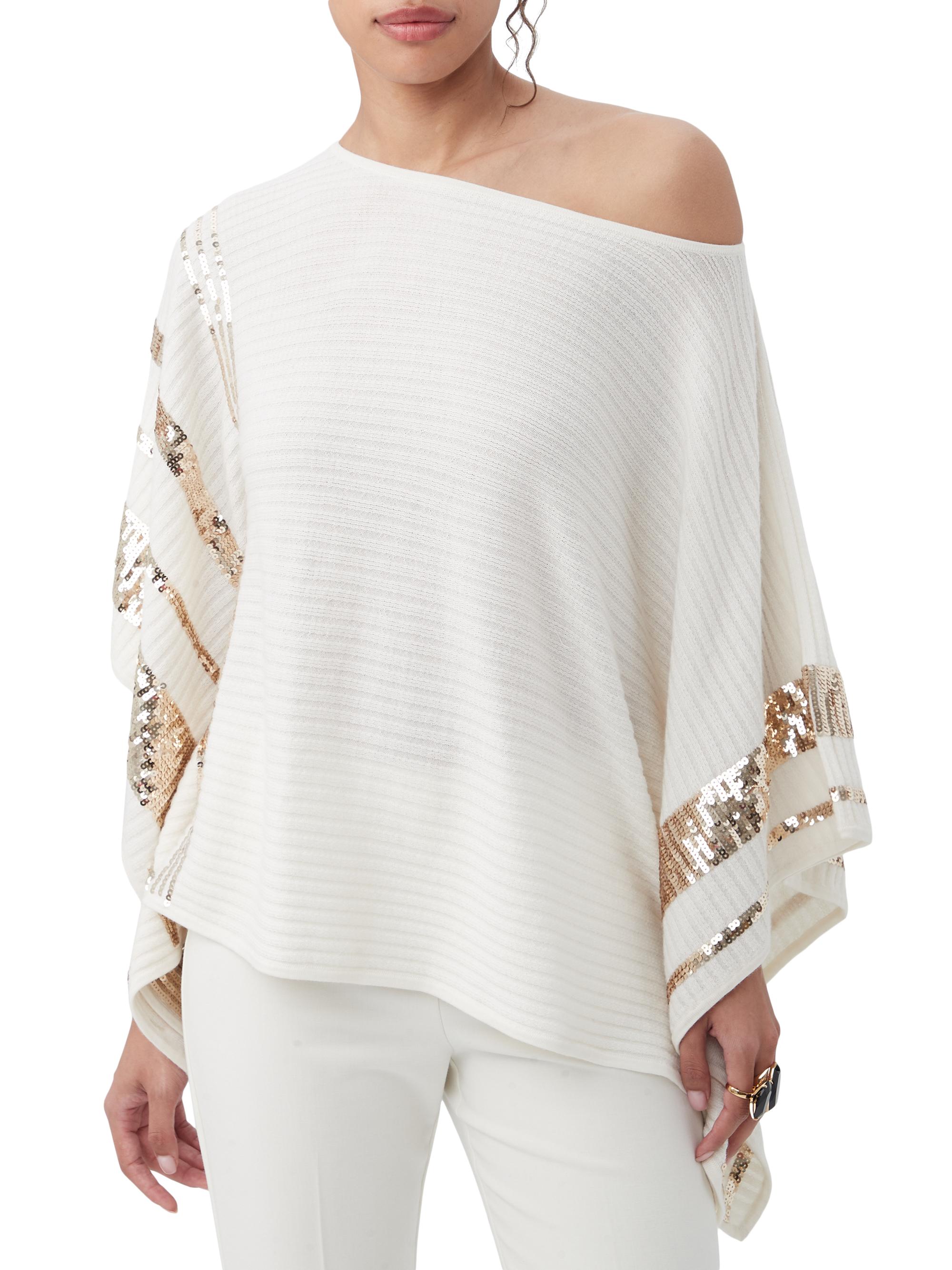 Trina Turk Women's Adela Knit Sequin Top - Winter White Gold