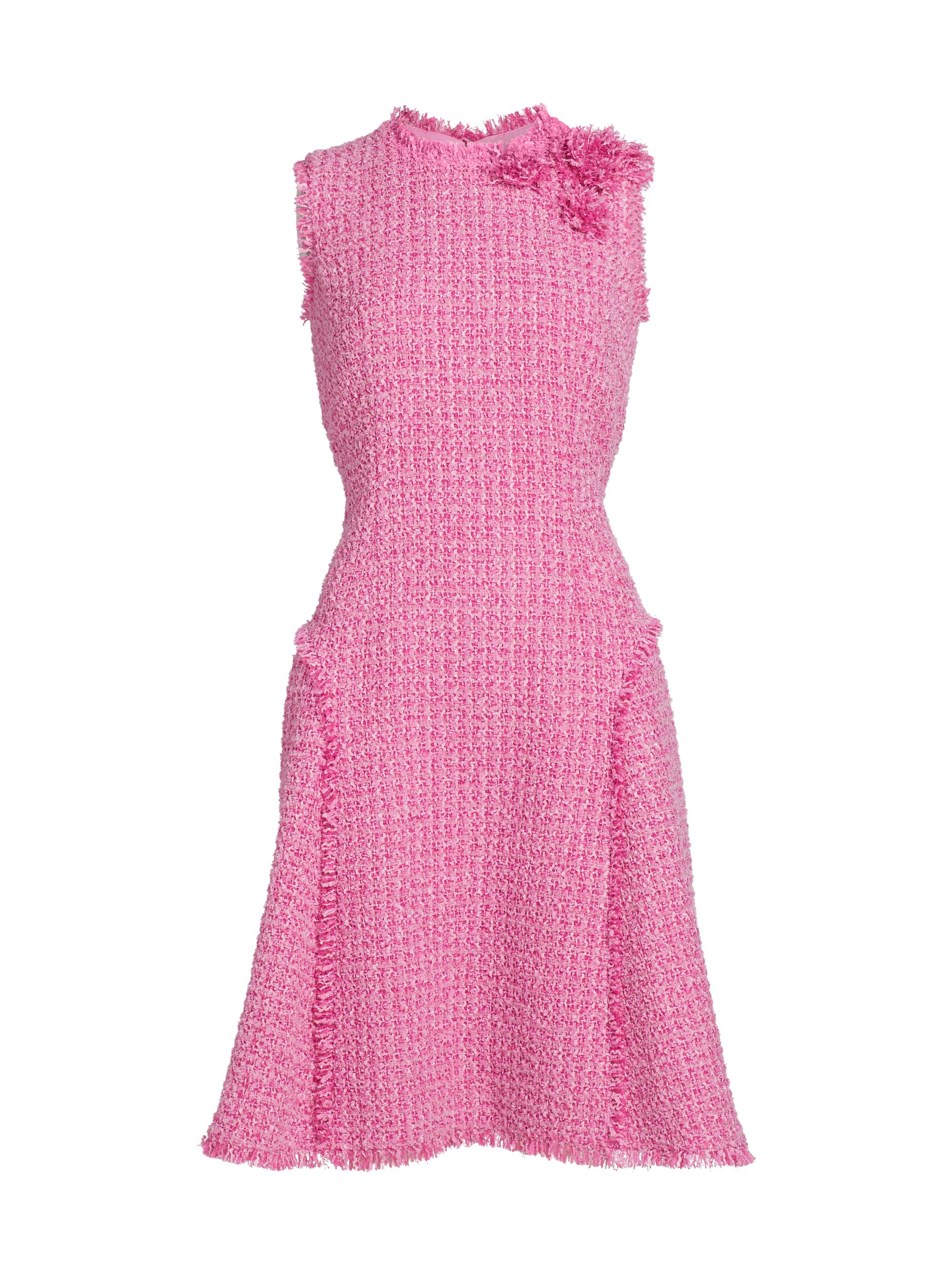 Teri Jon by Rickie Freeman Women's Floral Bouclé Knee-Length Dress - Pink