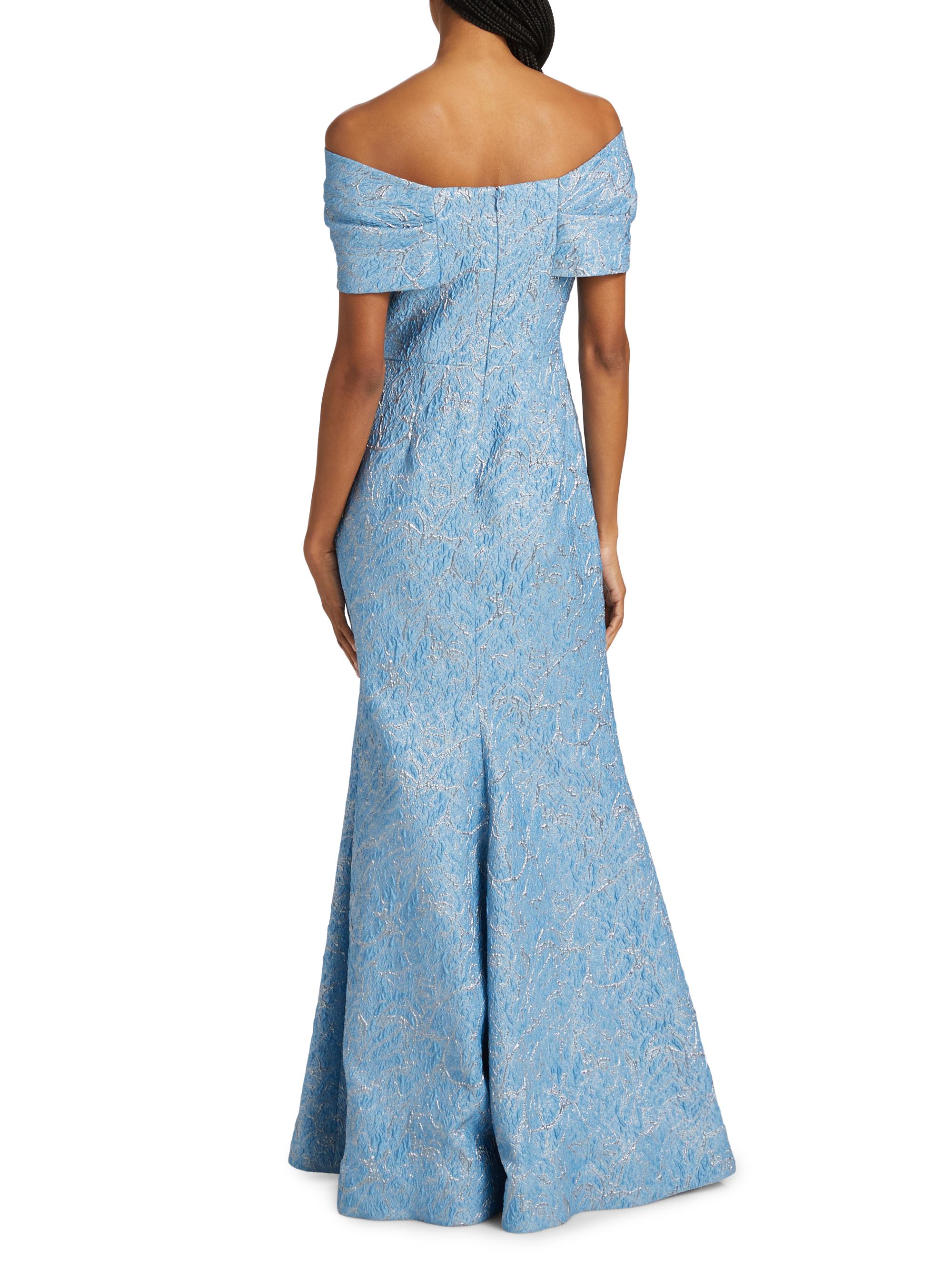 teri jon by rickie freeman stretch crochet maxi dress Teri Jon Stretch Crochet 3/4 Sleeve High Low Dress Size 2