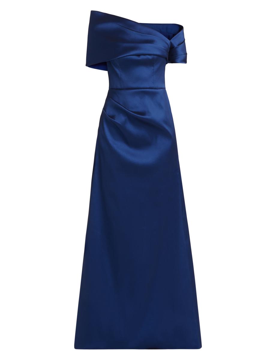 blue dress for baby girl Teri Jon by Rickie Freeman Women's Metallic Jacquard One Shoulder Mermaid Gown - Pink - Size 6 main image 1