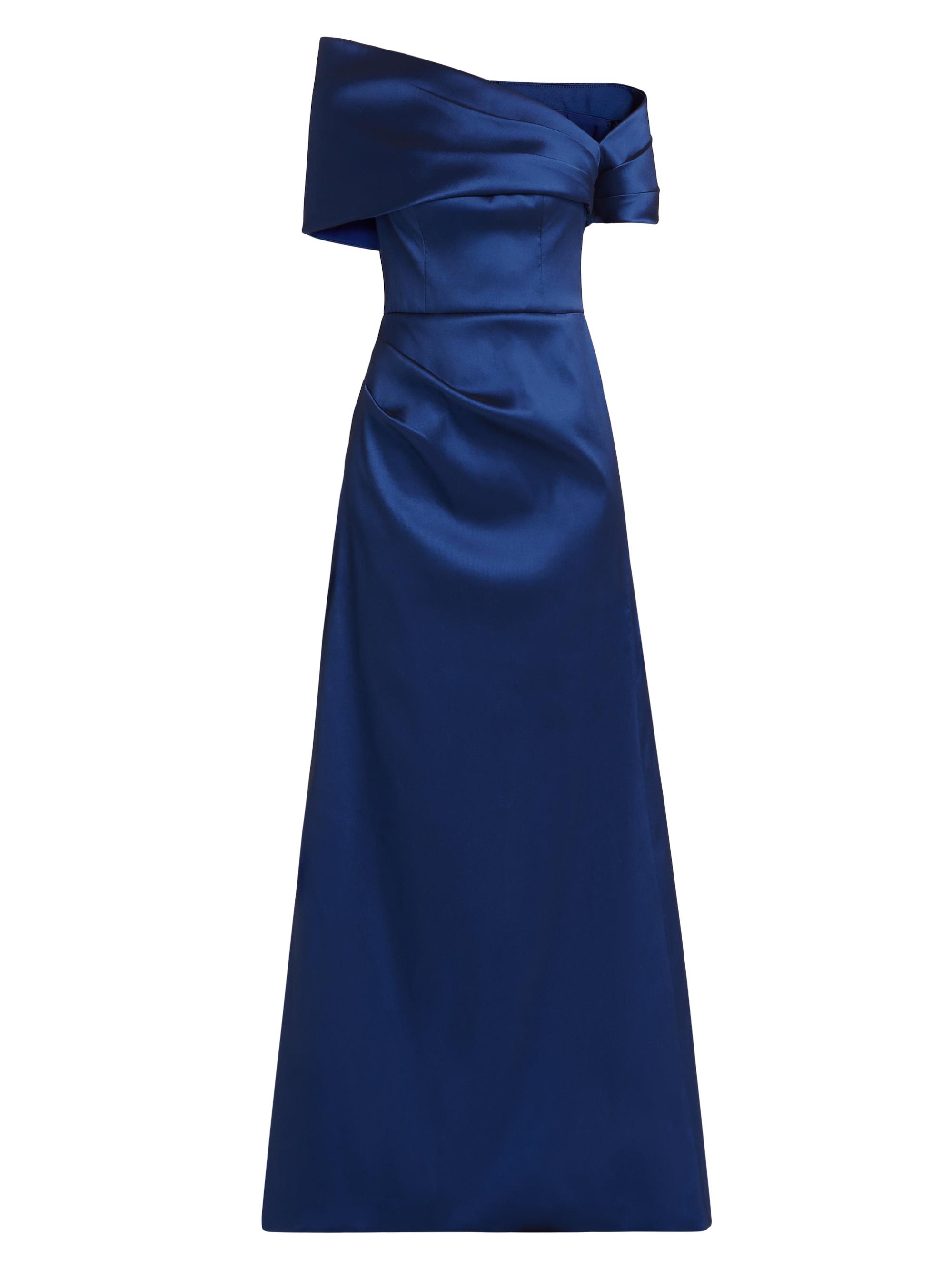 Teri Jon by Rickie Freeman Women's Asymmetrical Stretch Mikado Off-The-Shoulder Gown - Sapphire