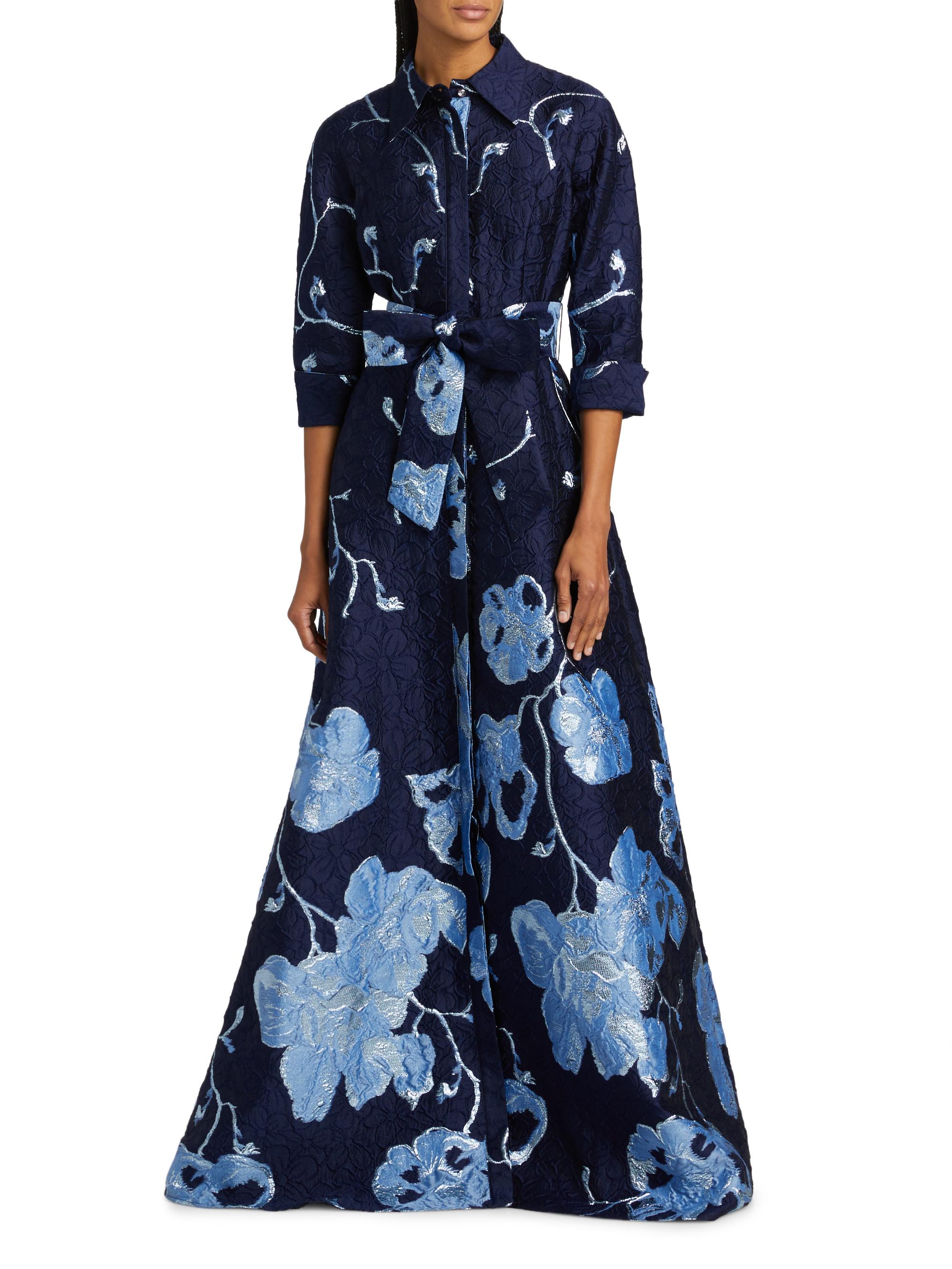rickie freeman shirt dress Teri Jon by Rickie Freeman Women's Metallic Jacquard Shirt Dress - Gold