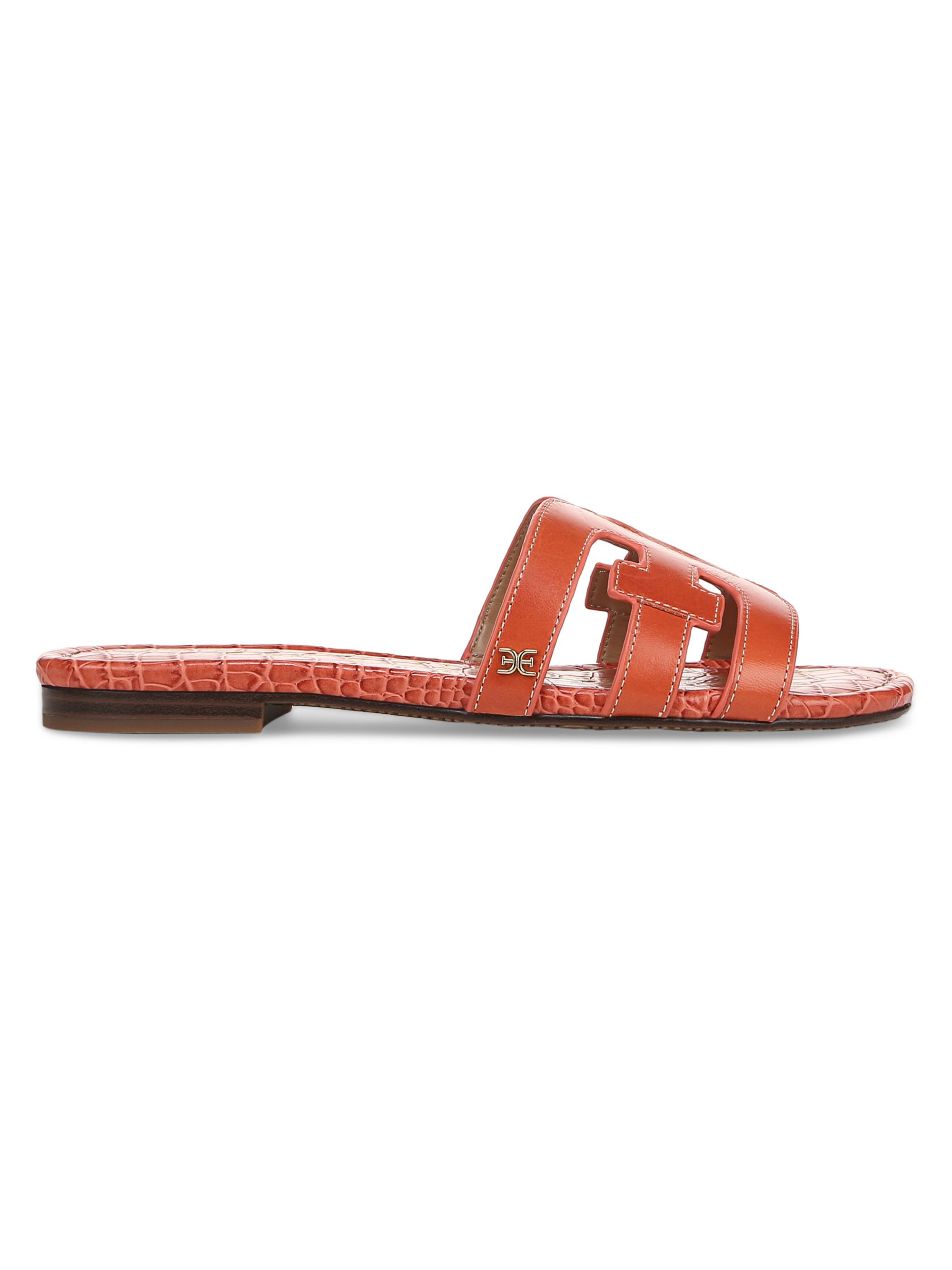 Sam Edelman Women's Bay Leather Slip-On Sandals - Orange Sunrise