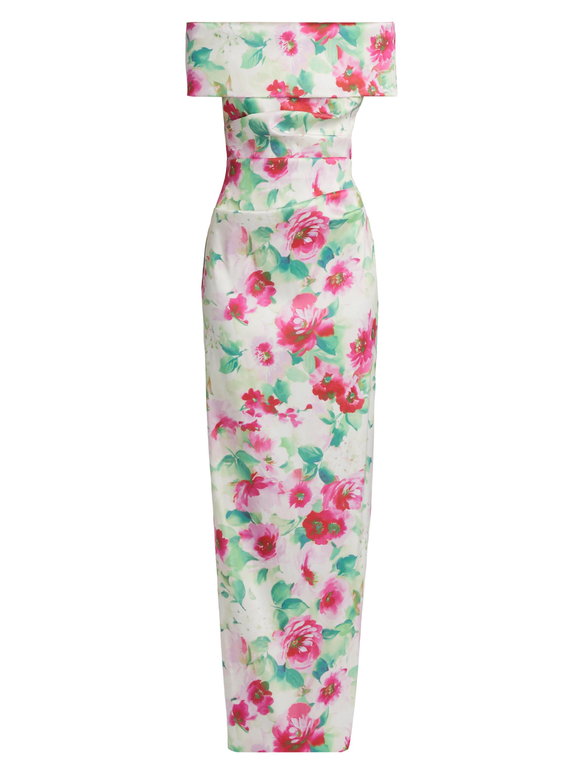 Teri Jon by Rickie Freeman Women's Floral Ruched Off-The-Shoulder Gown - White Multi