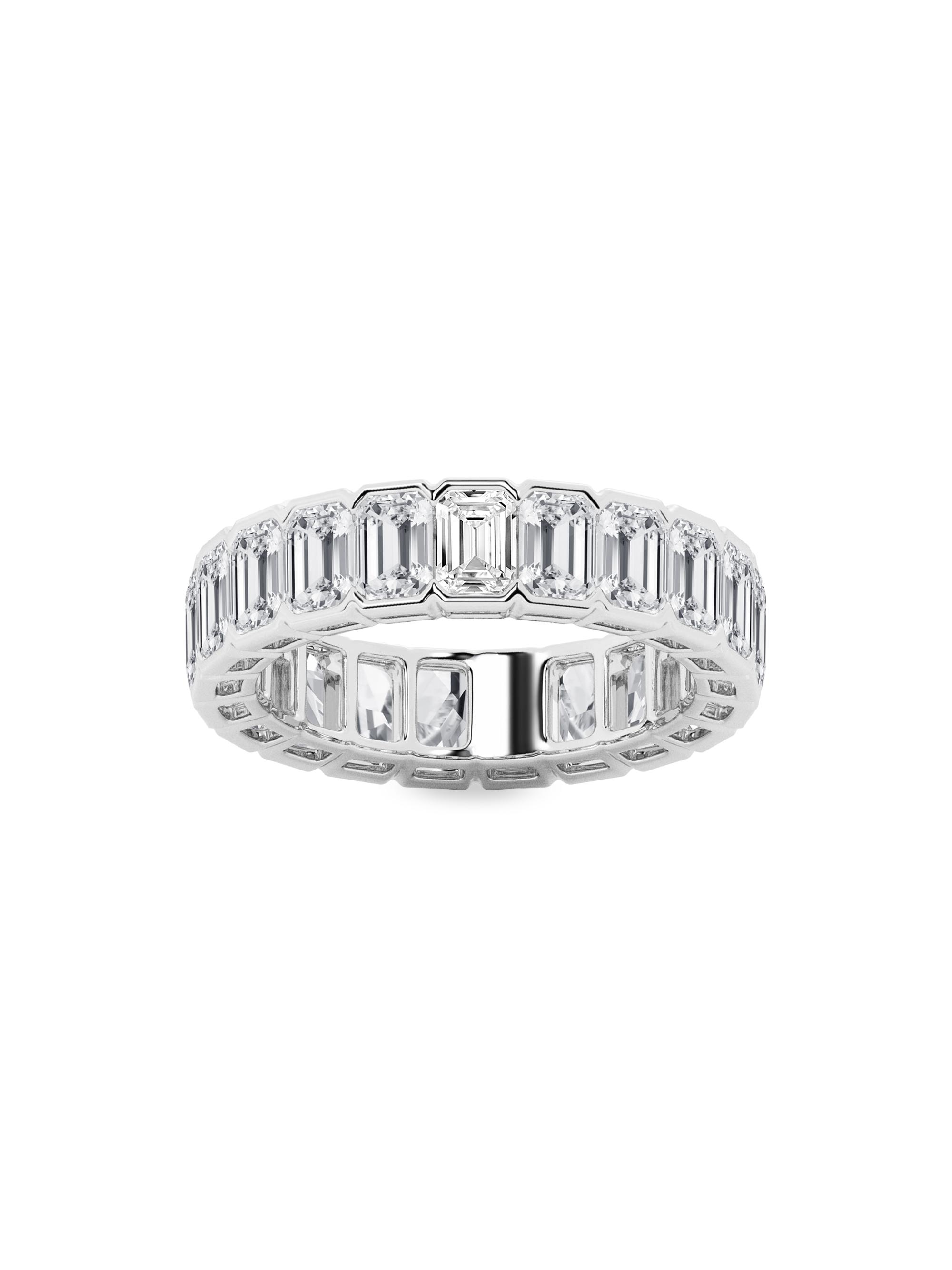Saks Fifth Avenue Collection Women's 14K White Gold & Emerald-Cut Natural Diamond Eternity Band/3.00-5.00 TCW - 5 Tcw