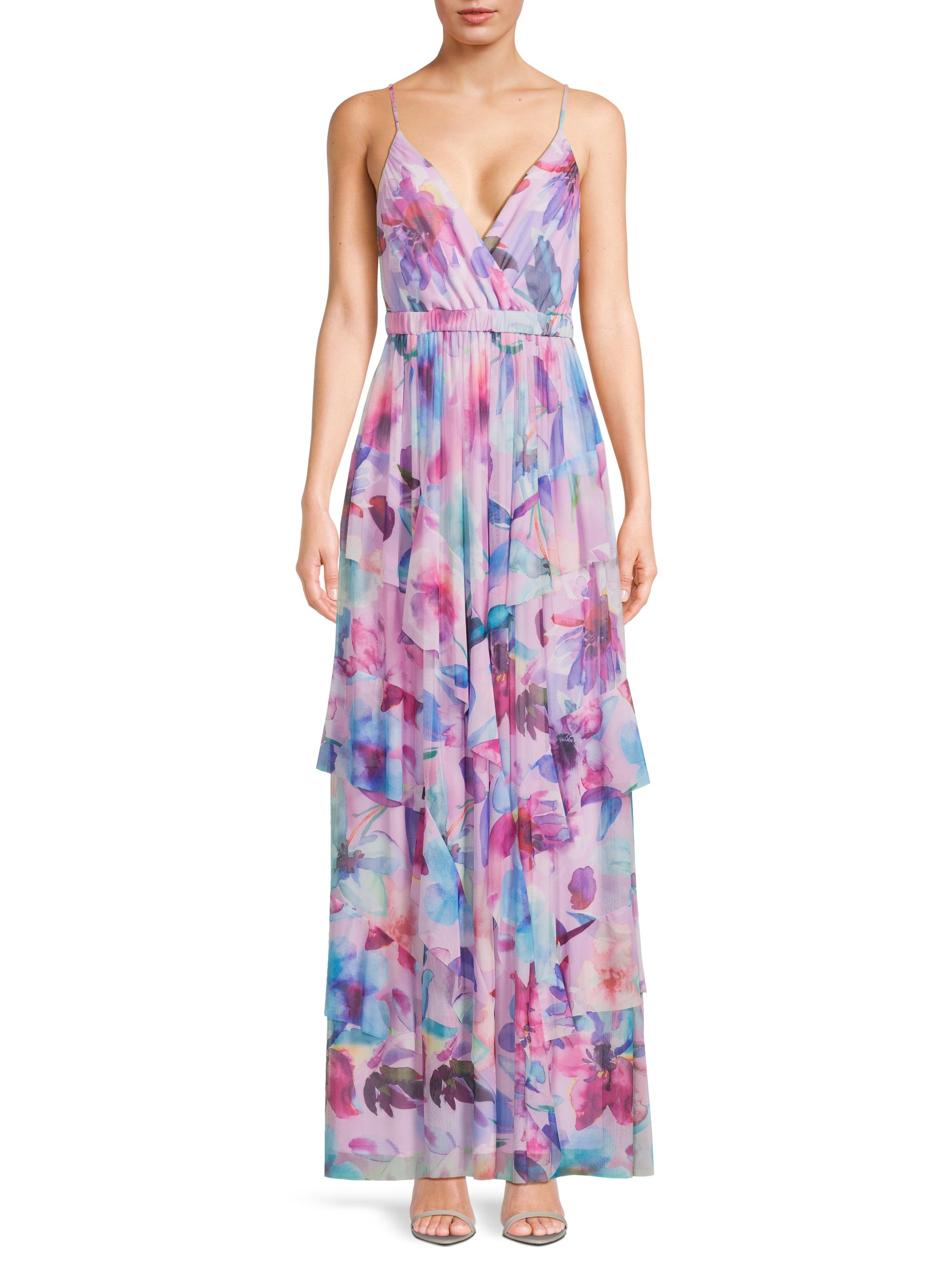 open lace back dress Zoey Sleeveless Chiffon Party Dress