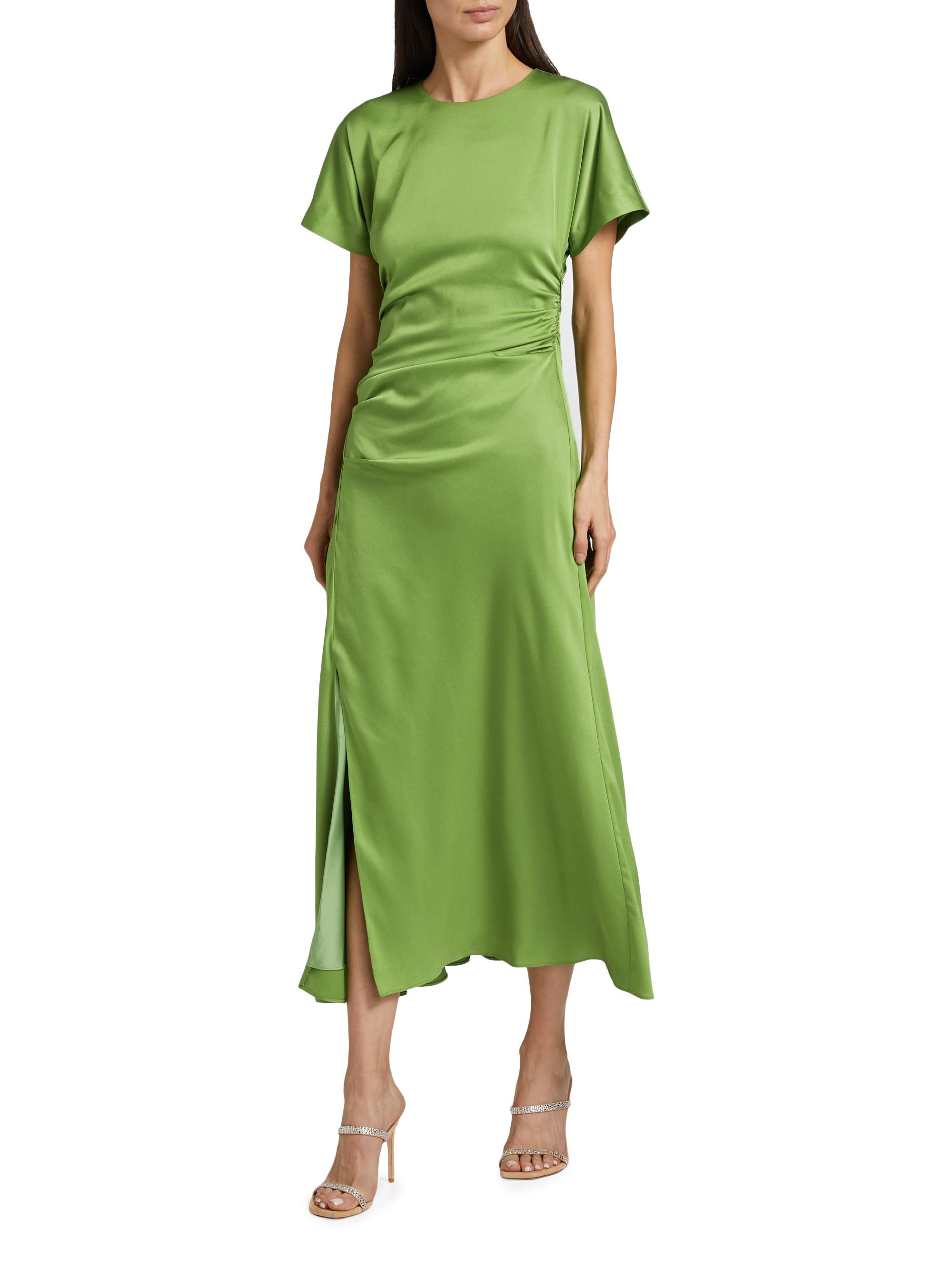 Simkhai Marabella Draped Satin Midi Dress in Sky