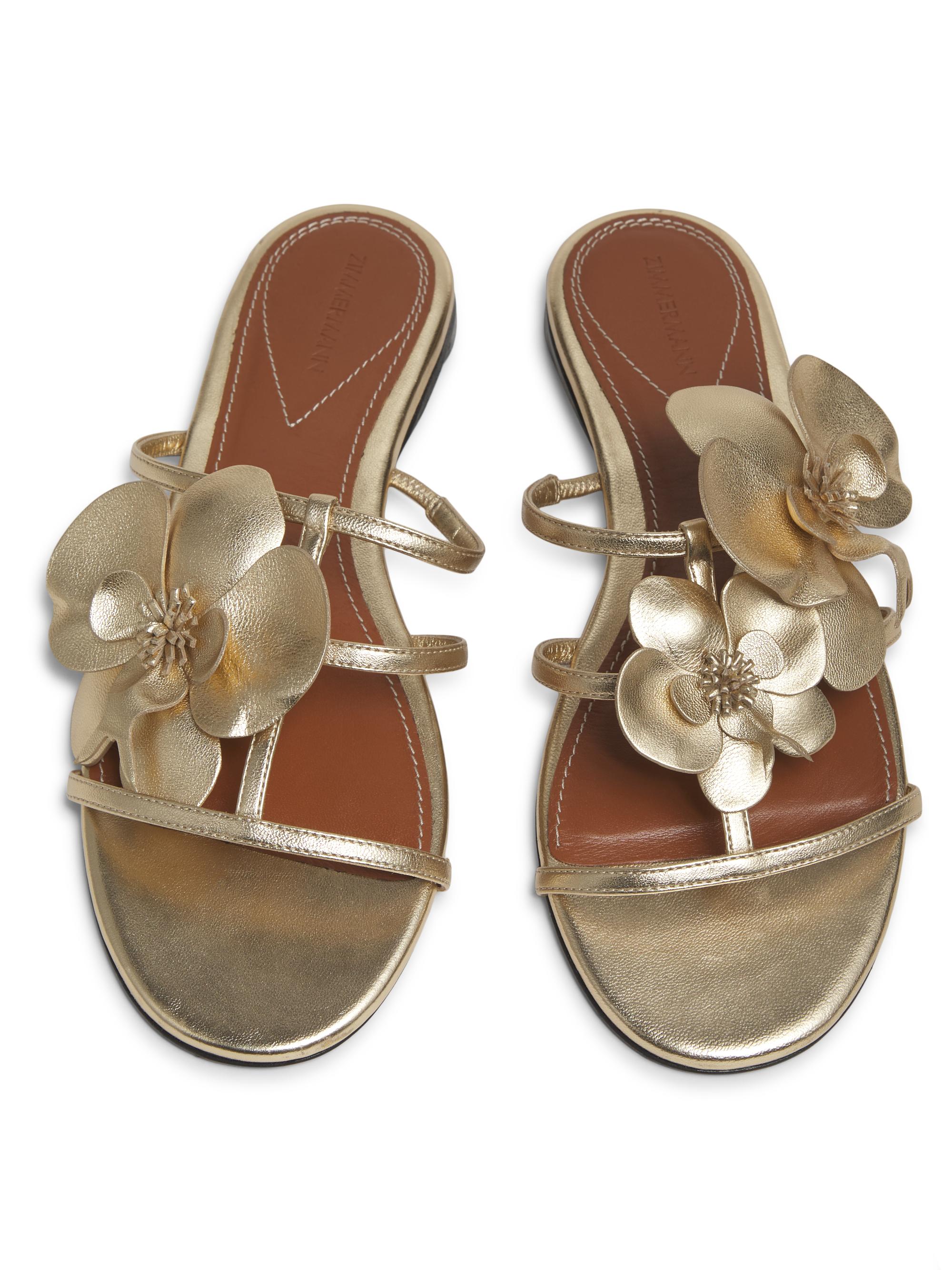 Zimmermann Orchid Metallic Leather Slide Sandals | Saks Fifth Avenue