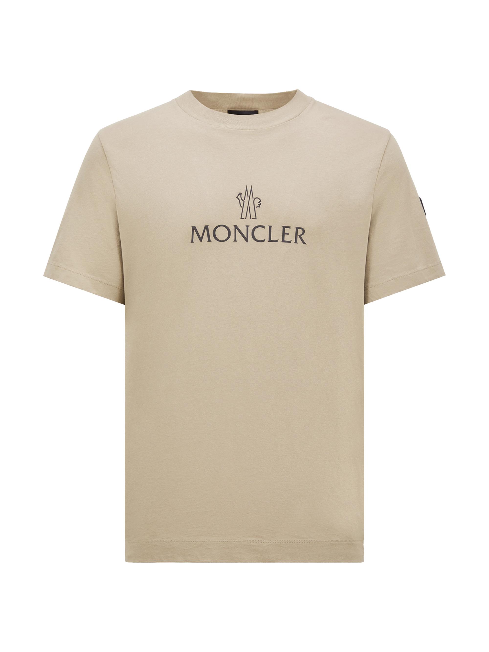 Moncler Men's Crewneck T-Shirt in Cotton - Beige