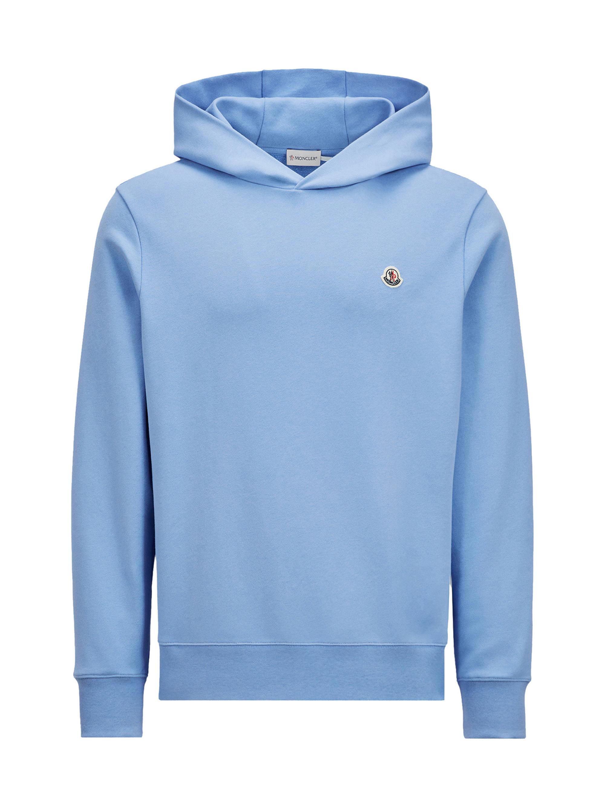 Moncler Men's Hooded Sweatshirt in Cotton - Light Blue