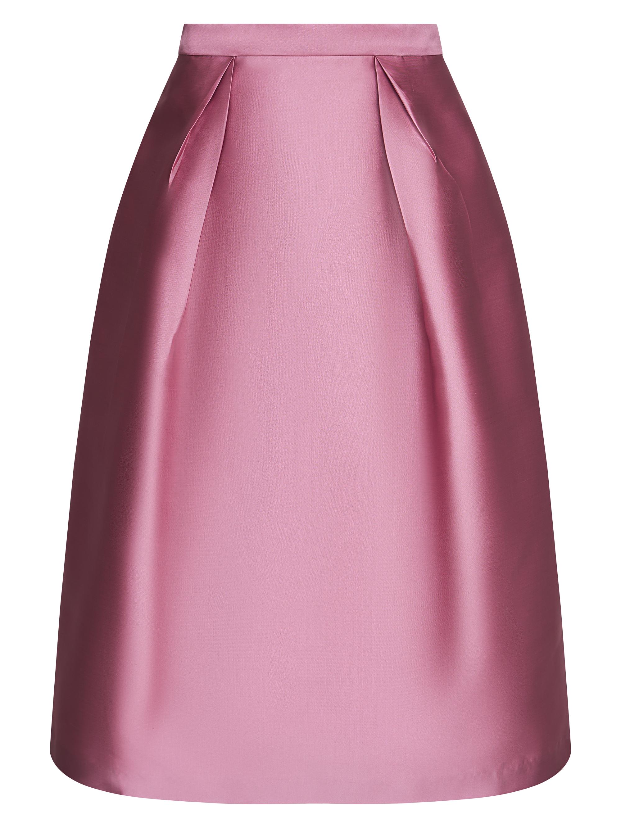 Kay Unger Women's Kendall Pleated Satin Midi-Skirt - Berry Sorbet