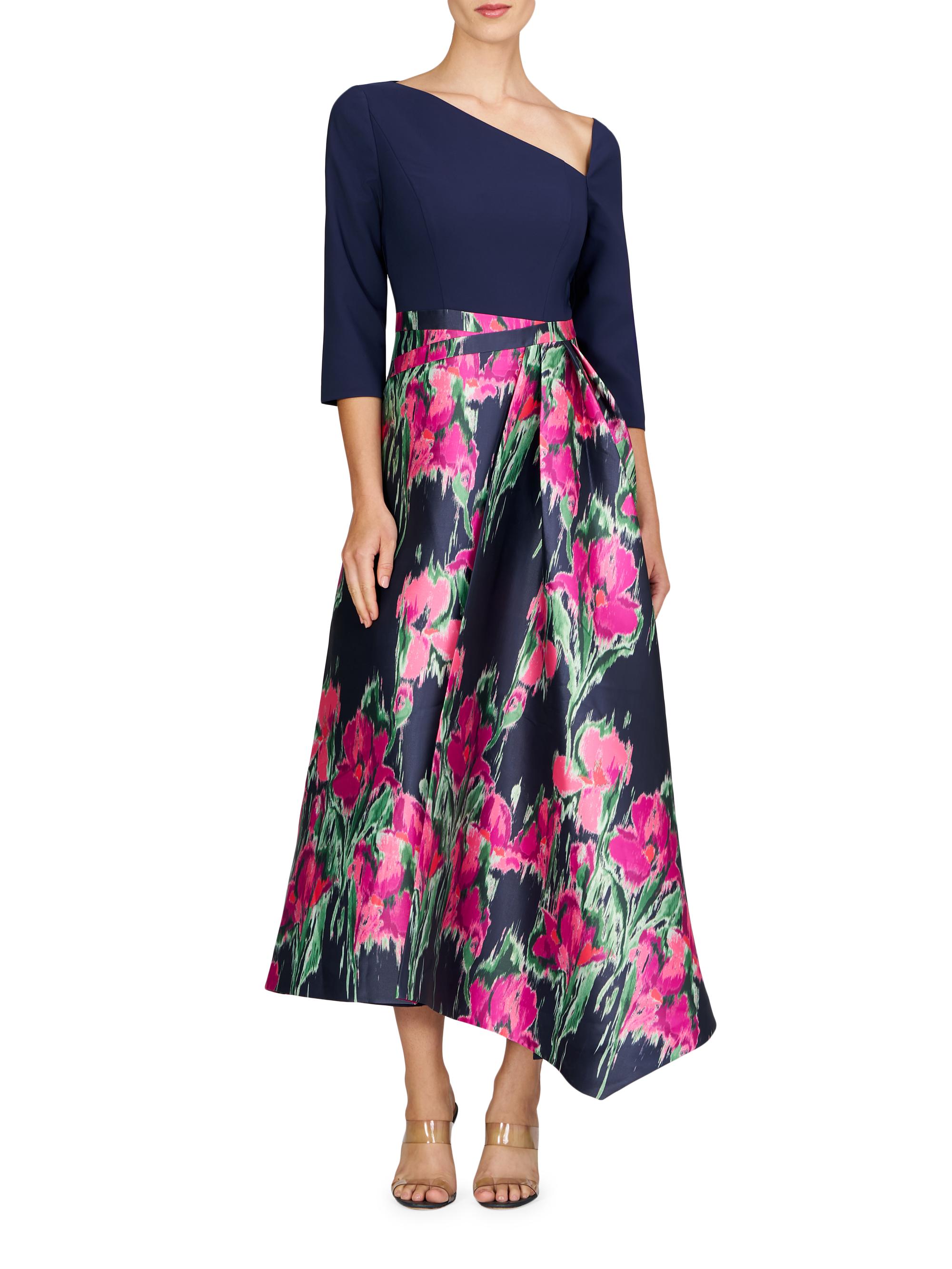 giovana midi dress Kay Unger Giovana Floral Mikado Midi-Dress