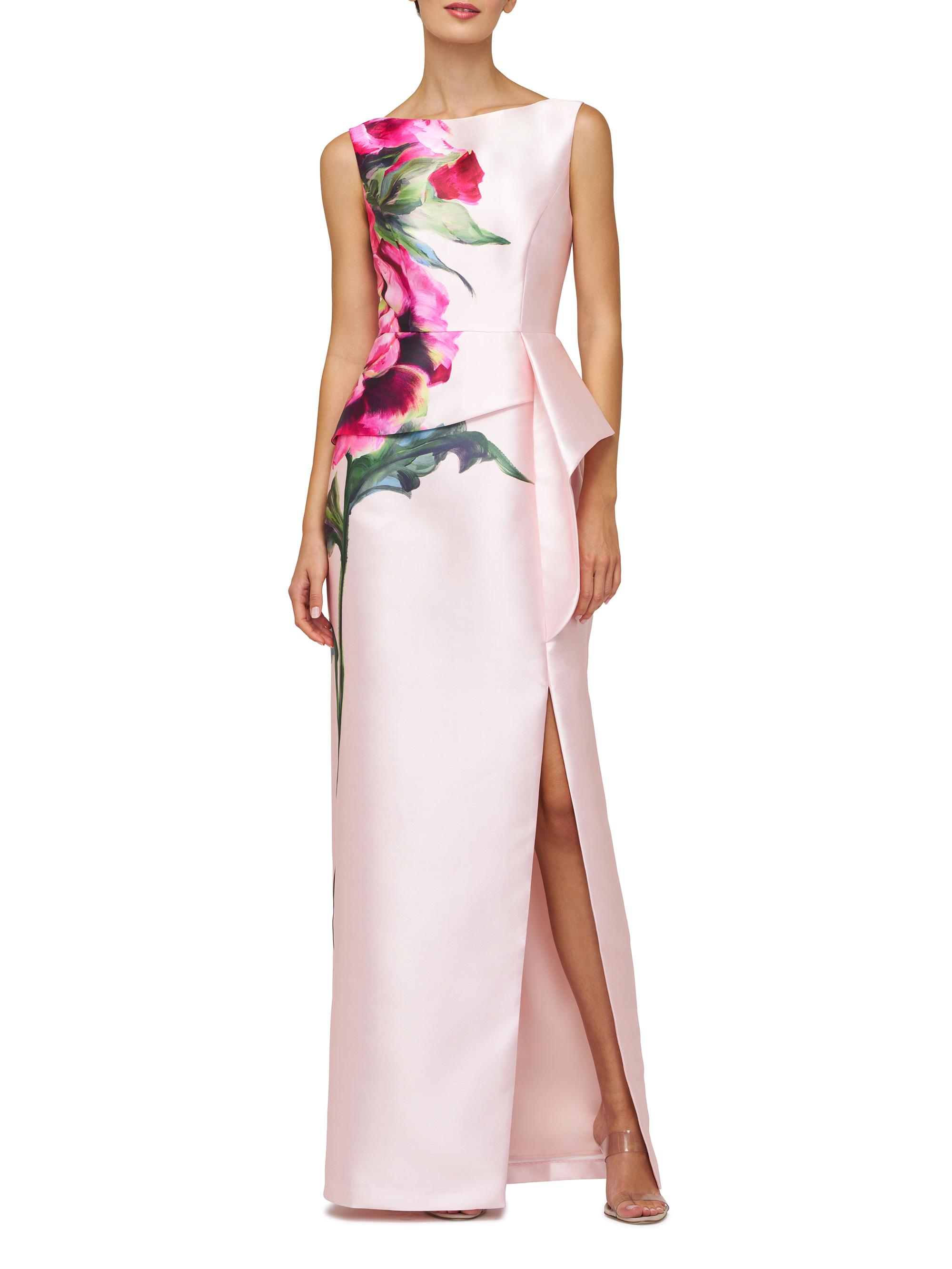 Kay Unger Luciana Satin Floral Column Gown | Saks Fifth Avenue