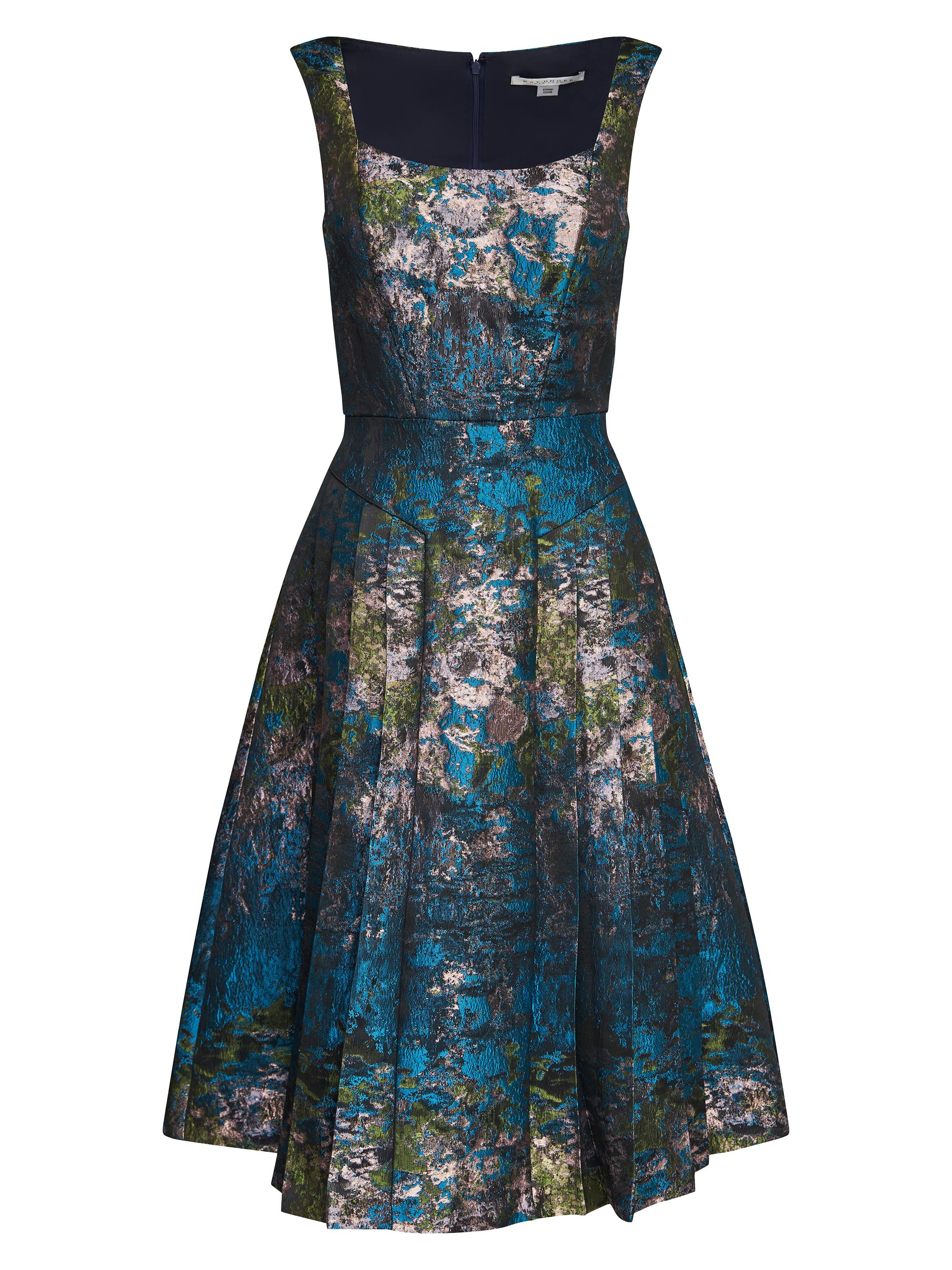 Kay Unger Theodora Floral Metallic Jacquard Sleeveless Gown