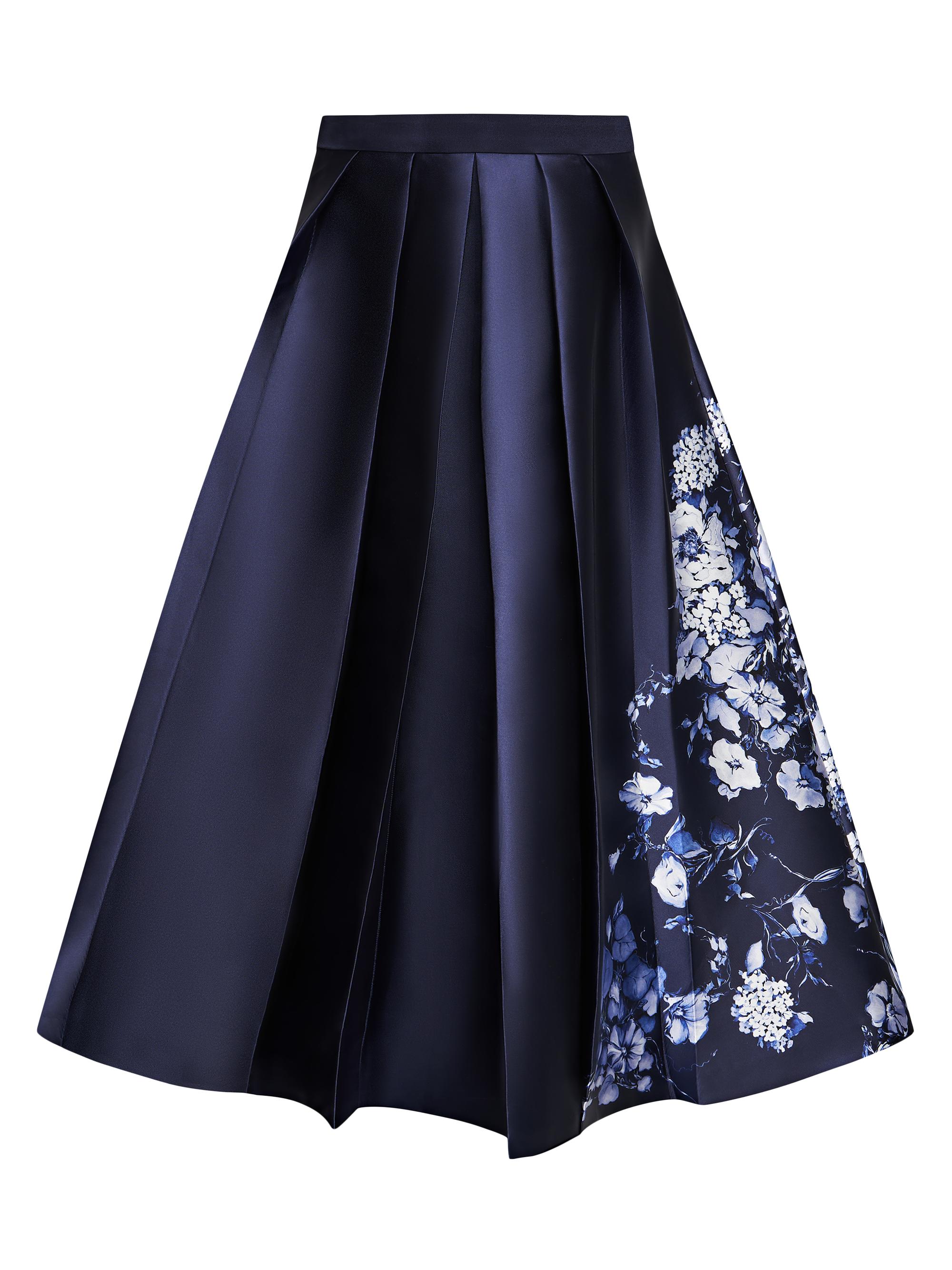 Kay Unger Women's Beatrice Morning Glowy Midi-Skirt - Midnight Blue