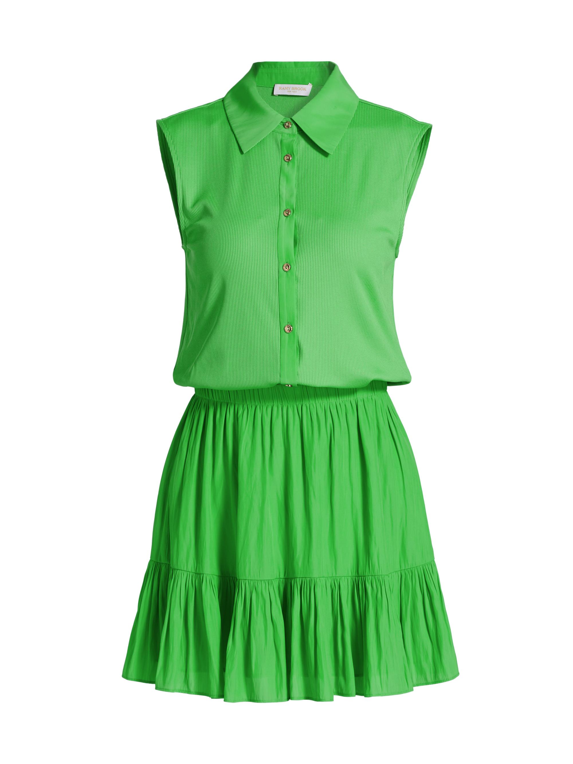 Ramy Brook Women's Odette Sleeveless Mini-Shirtdress - Tropic Green